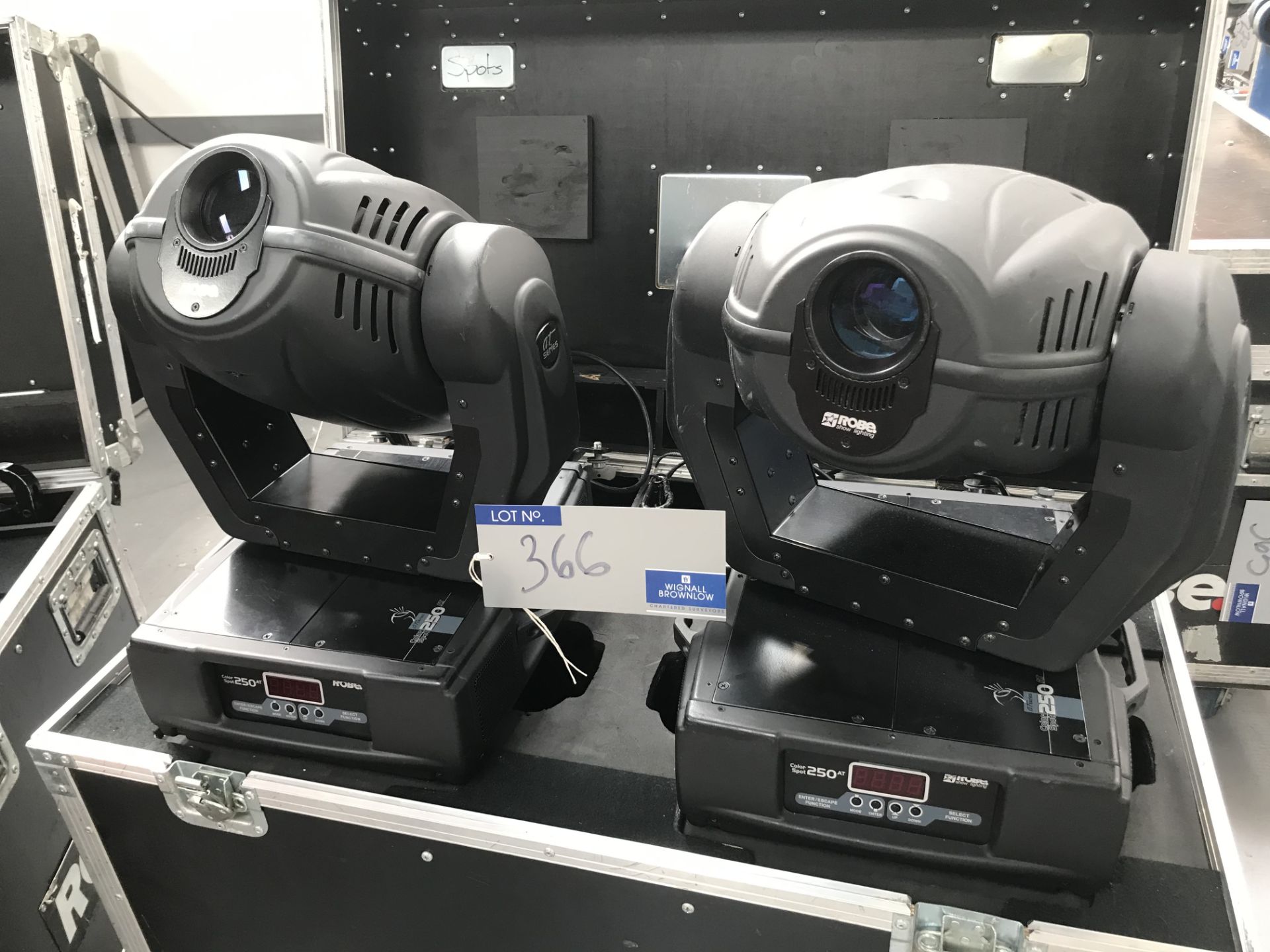 2 Robe AT Series Color Spot 250AT Moving Head Spotlights (recently serviced) with Clamps and