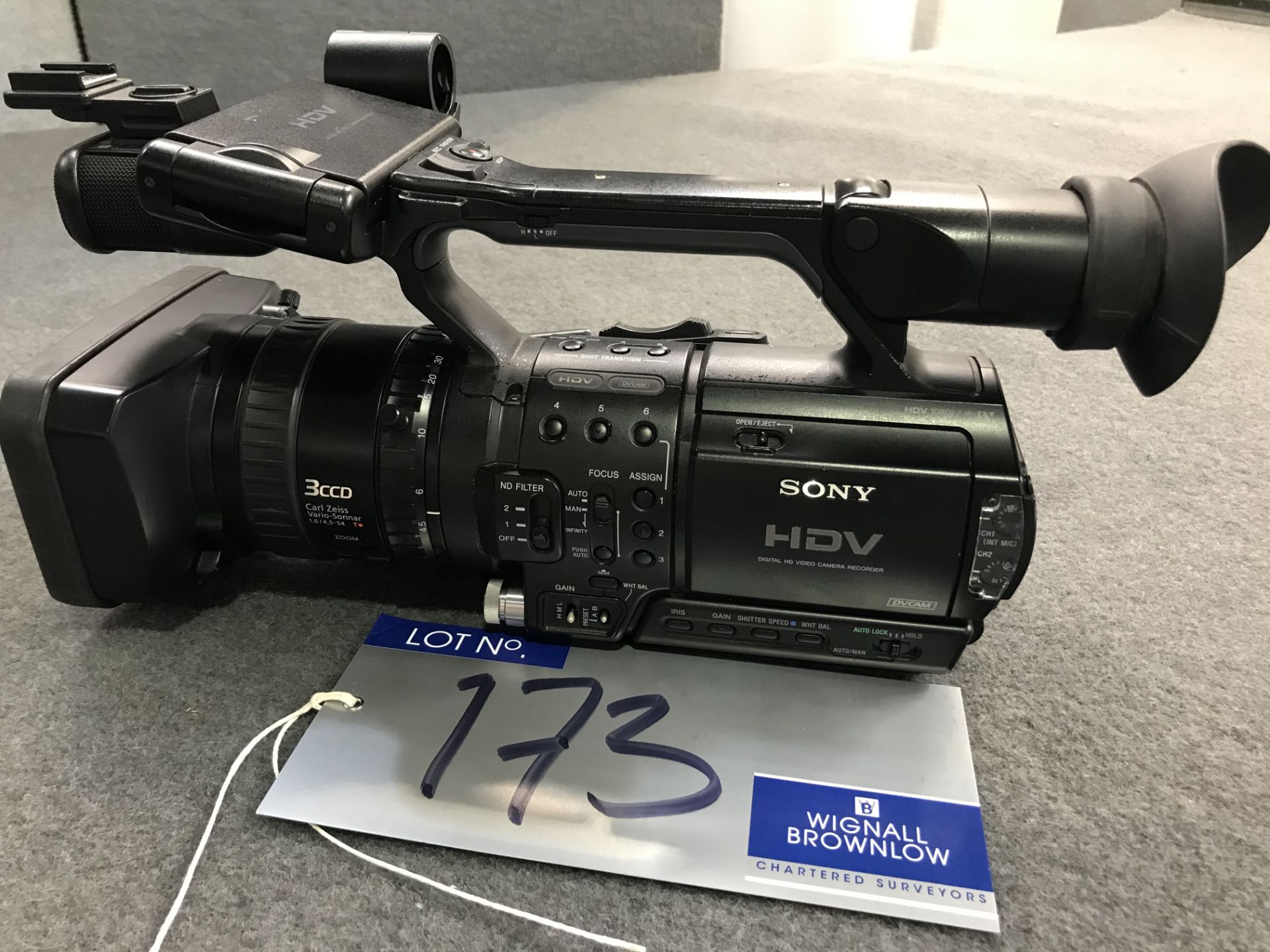 A Sony HVR-Z1U Digital HD Video Camera Recorder No.1129936 with carry case and accessories (