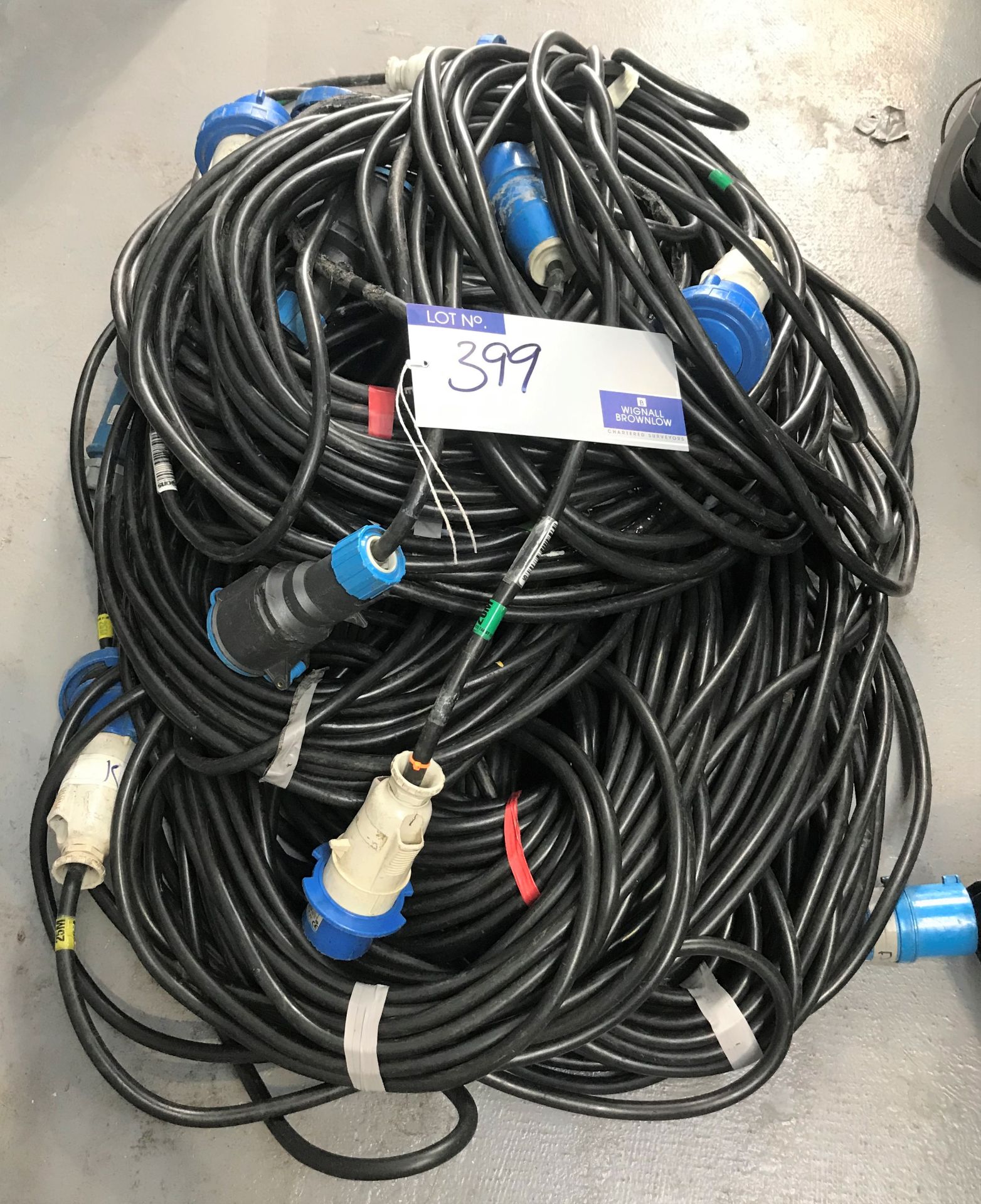 Assorted 32amp Single Phase 3x4mm Power Leads: 5-20m, 4-25m, 1-40m (located at Unit 54 Westbrook