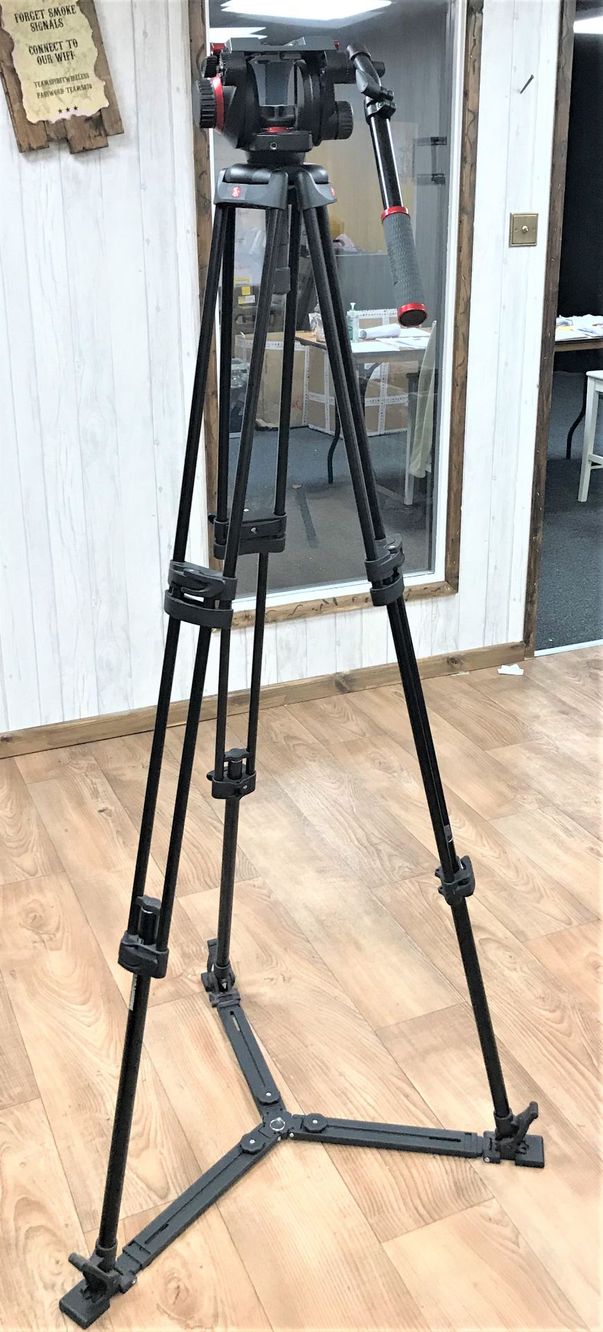 A Manfretto 504HD Adjustable Height Camera Tripod, 1600mm max. height with carry bag (located at ADA