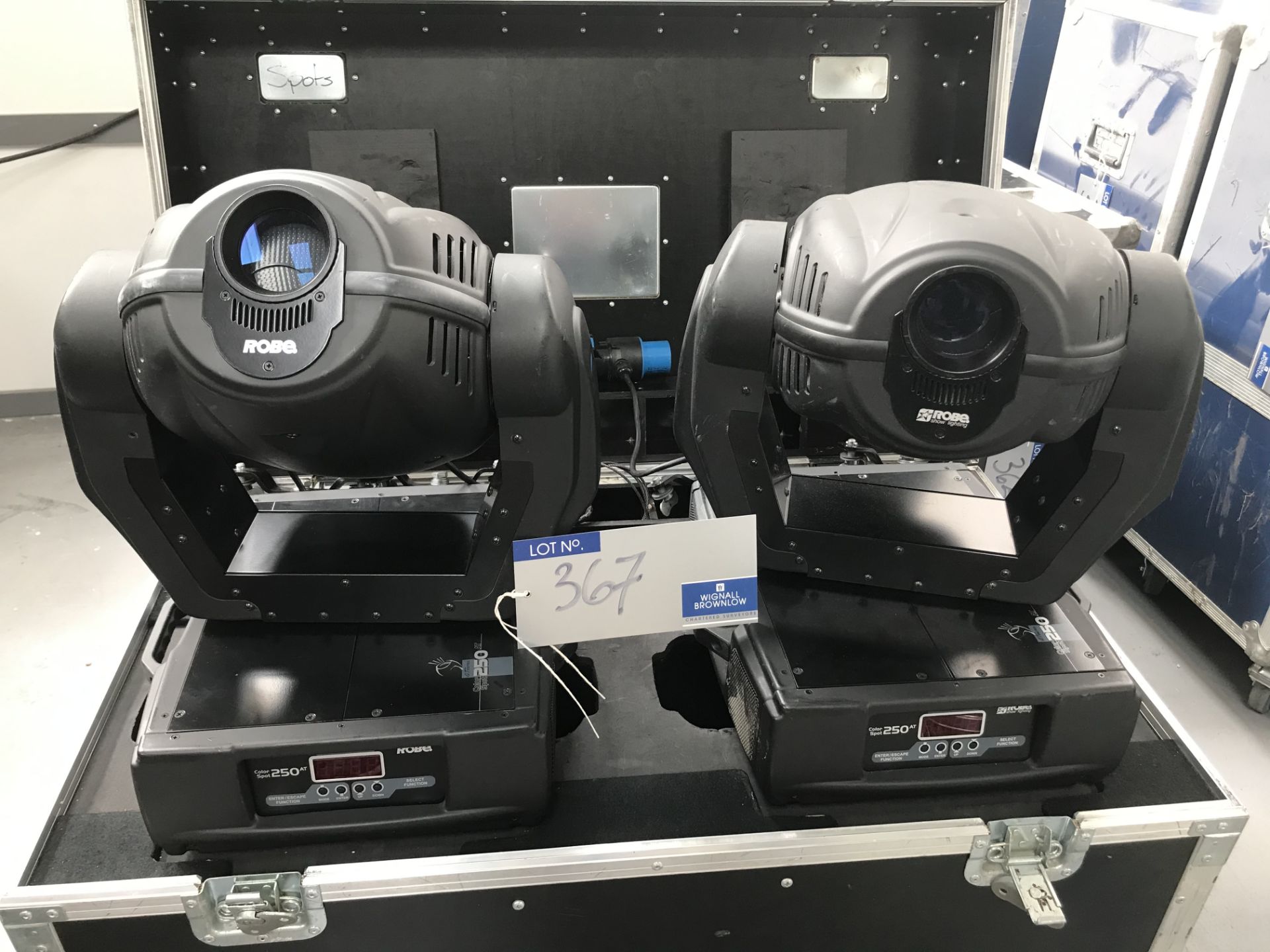 2 Robe AT Series Color Spot 250AT Moving Head Spotlights (recently serviced) with Clamps and