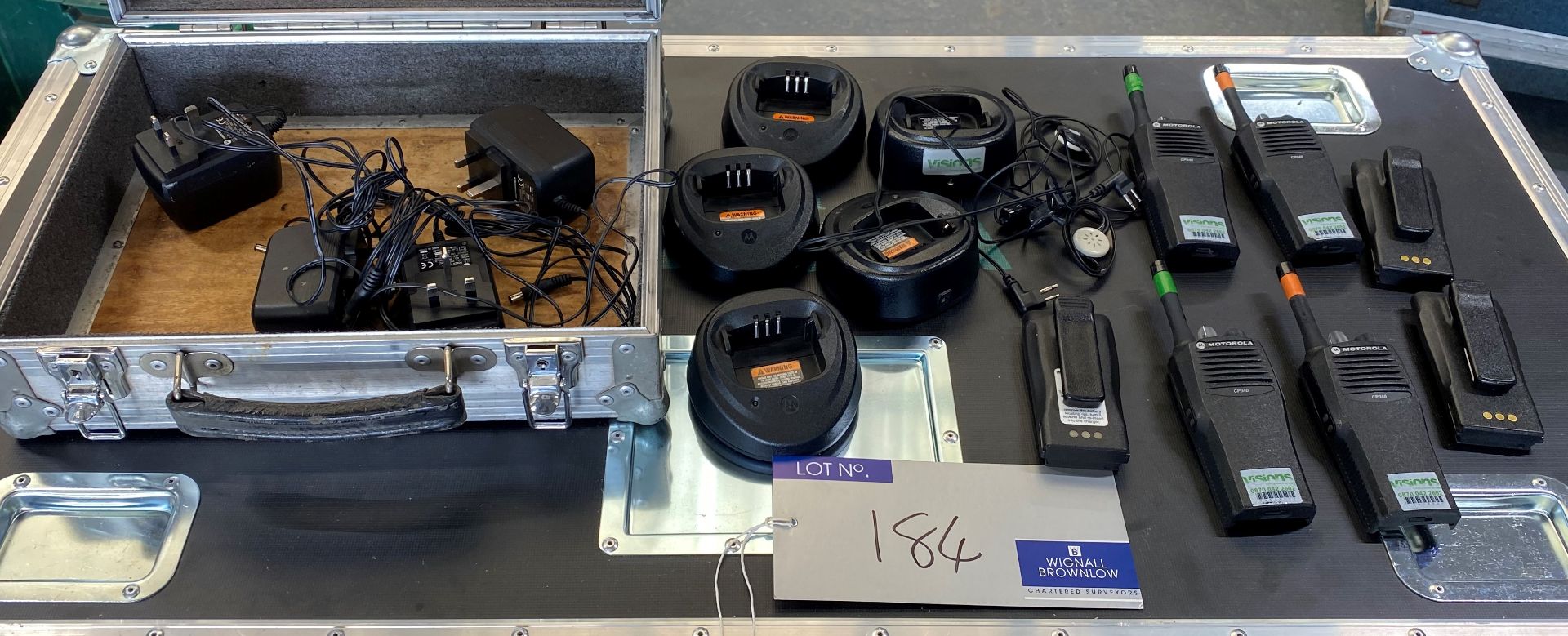 A Quantity of Motorola CP040 UHF and VHF Walkie Talkies with Chargers and case (located at 17 Deer