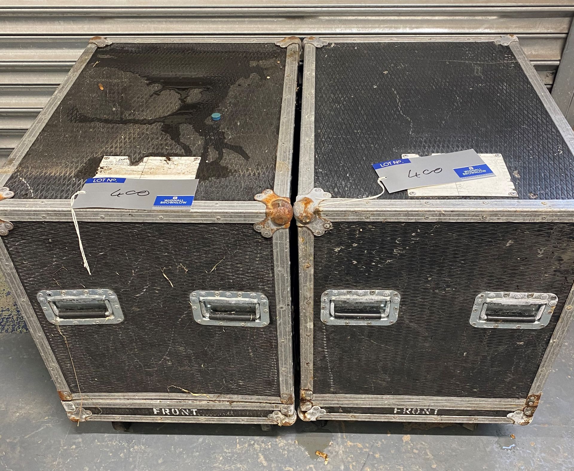 2 Mobile Flight Cases, 760mm x 560mm x 680mm (need repairs)(located at 17 Deer Park Road, London, - Image 2 of 2