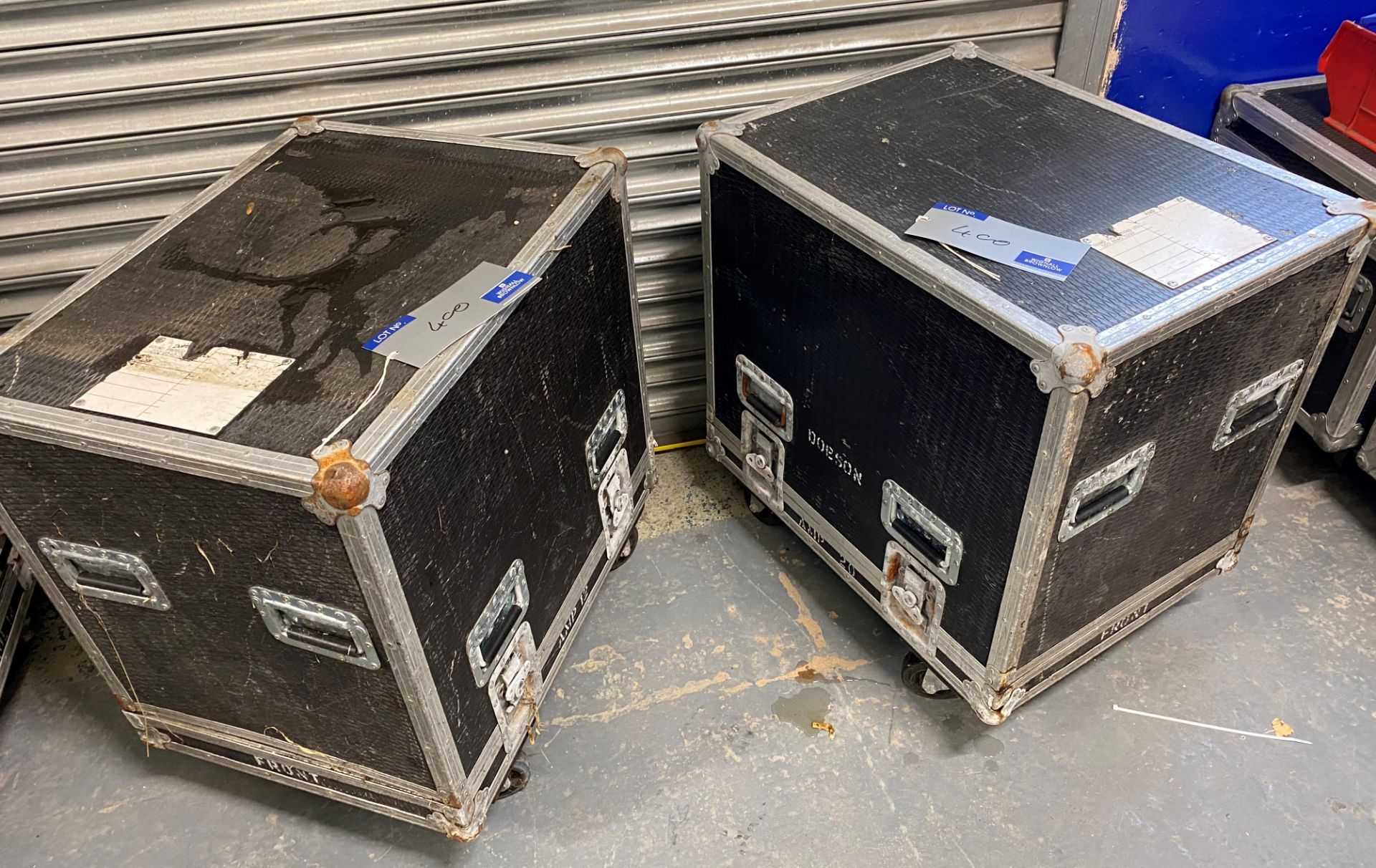 2 Mobile Flight Cases, 760mm x 560mm x 680mm (need repairs)(located at 17 Deer Park Road, London,