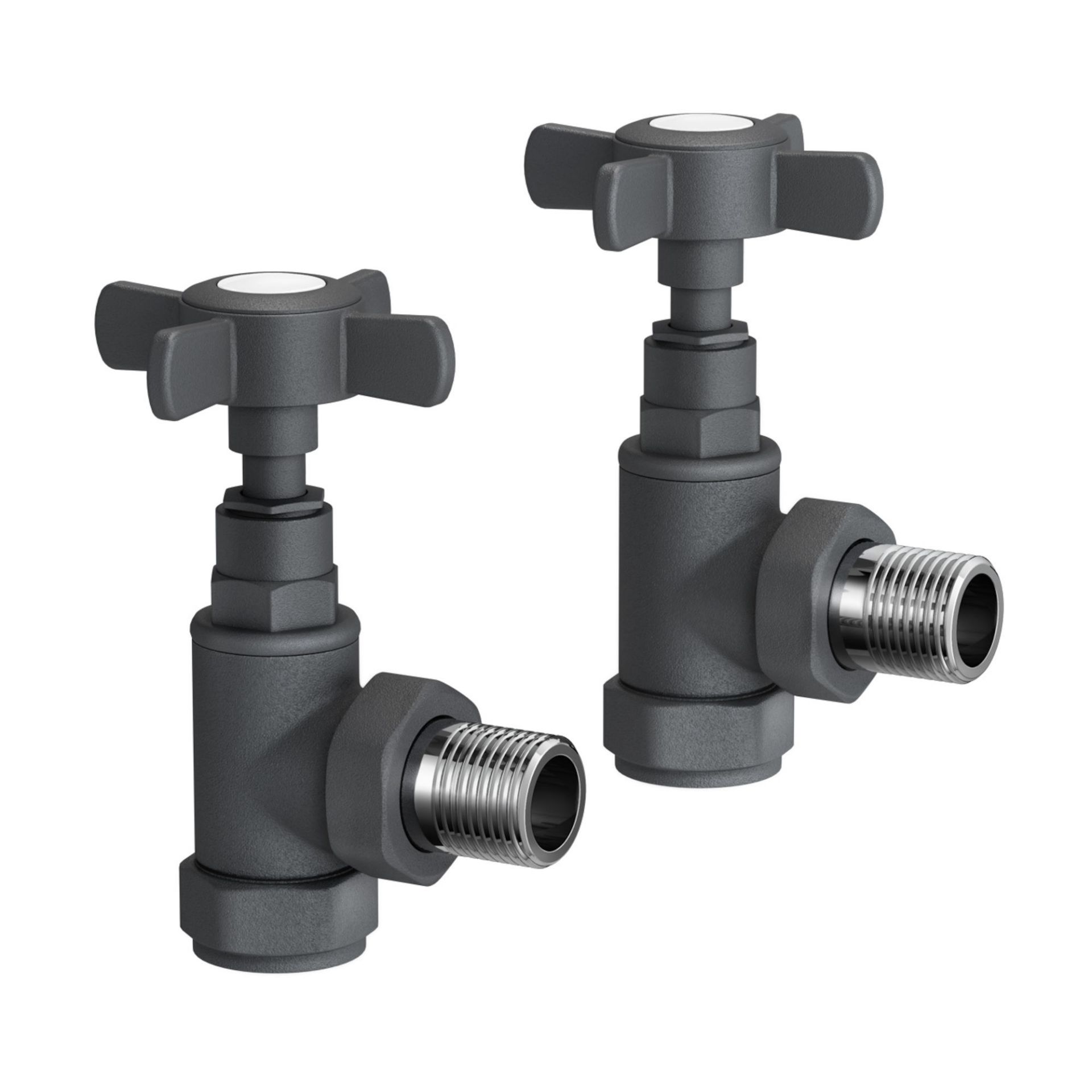 (Z1018) Anthracite Standard Connection Angled Radiator Valves 15mm Contemporary anthracite fin... - Image 2 of 3