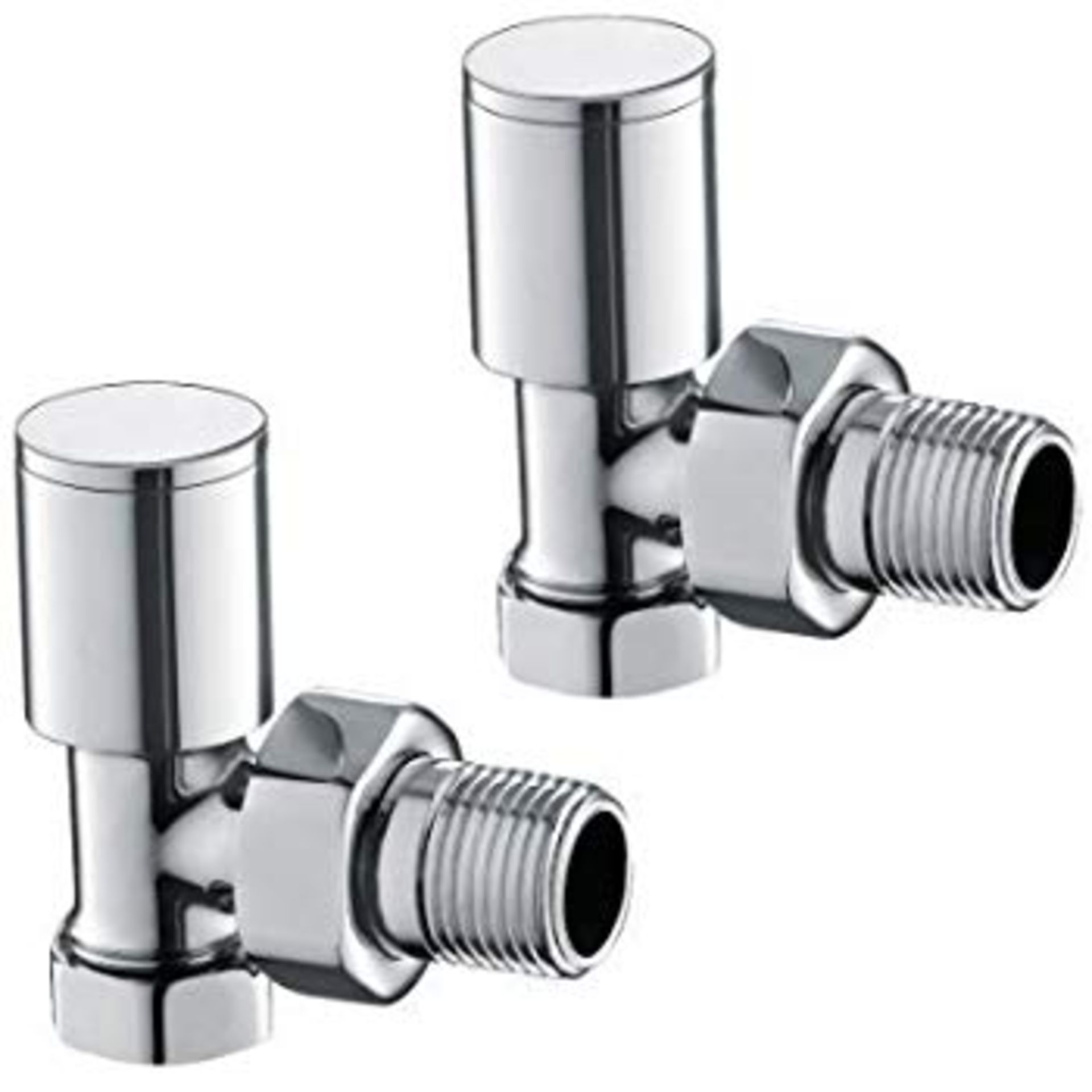 (AA1000) 15mm Standard Connection Angled Radiator Valves - Heavy Duty Polished Chrome Plated Br...