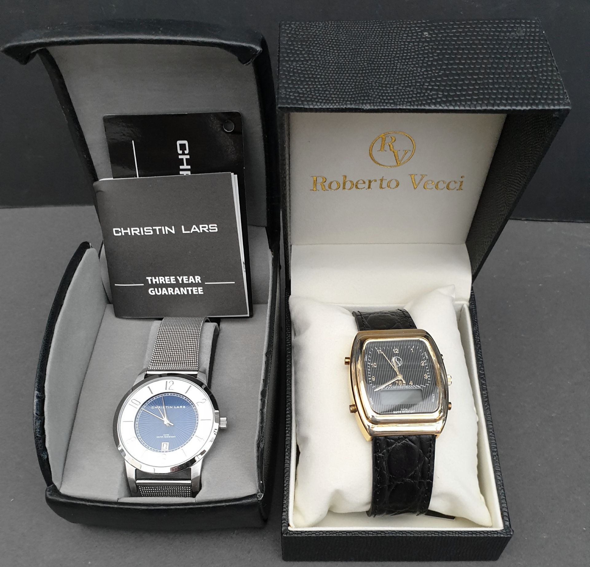 Collectable 2 Wrist Watches Roberto Vecci & Christin Lars Boxed