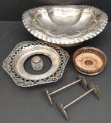 Antique Parcel EPNS Includes Bowl Knife Rests Pepper Pot (Silver Top) and Bottle Stand