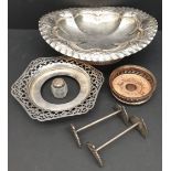 Antique Parcel EPNS Includes Bowl Knife Rests Pepper Pot (Silver Top) and Bottle Stand