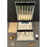 Antique Vintage Parcel of Flatware Buttons & Boxes