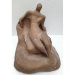 Vintage Studio Pottery Terracotta Sculpture Nude Female Figure Abstract Style 1980's