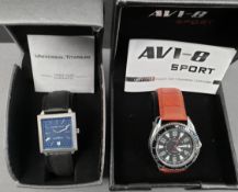 Collectable 2 Wrist watches AVI-8 Sport & Universal Boxed