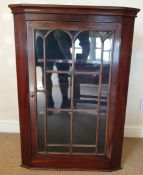 Antique Furniture Glazed Dark Wood Corner Cupboard