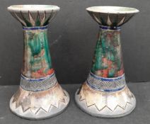 Vintage Retro Pair Stavros Pottery Candle Sticks 6 inches tall