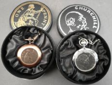 Collectable 2 Pocket Watches Arbro Churchill & Old Penny