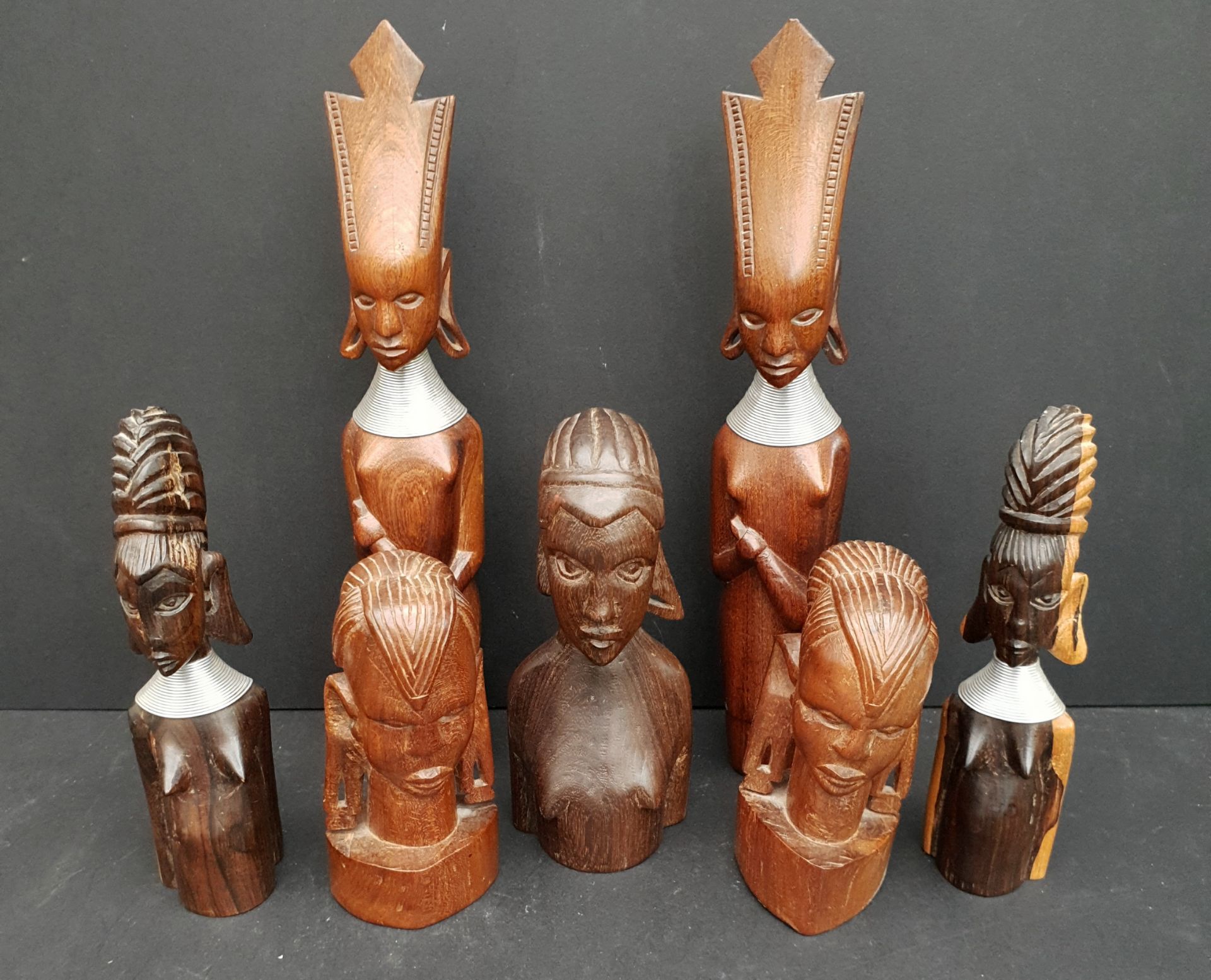 Vintage Parcel of 7 African Wooden Carved Female Figures