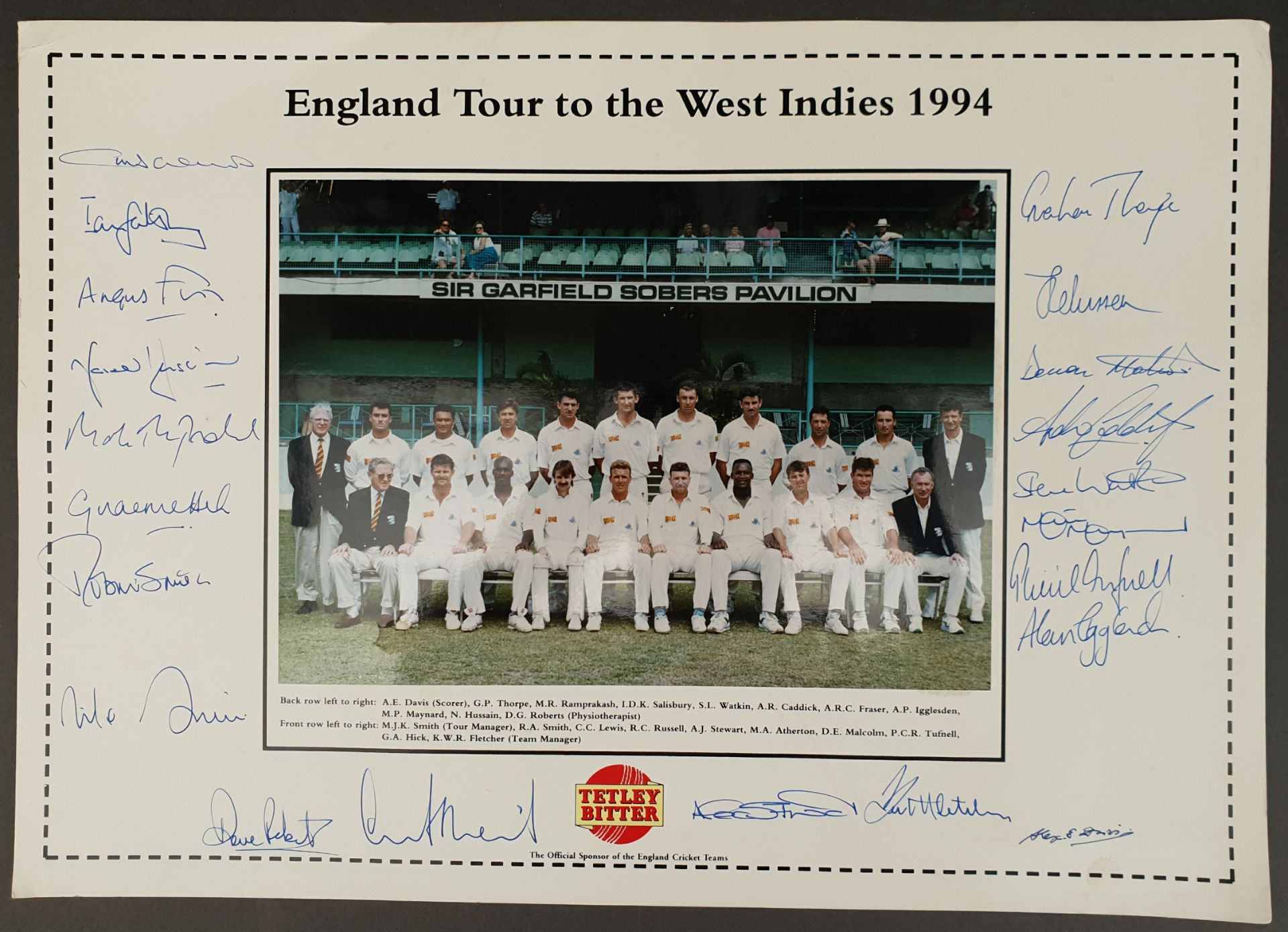 Collectable Sporting Memorabilia England Cricket Team 1994 Autographed Picture