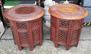 Antique 2 x Indian Round Hardwood Tables