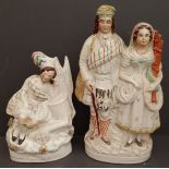 Antique 2 x Staffordshire Flatback Figures Drummer Boy & Wedding