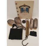 Antique Parcel Silver Hairbrushes Co-op Book Tape Measure and Bag