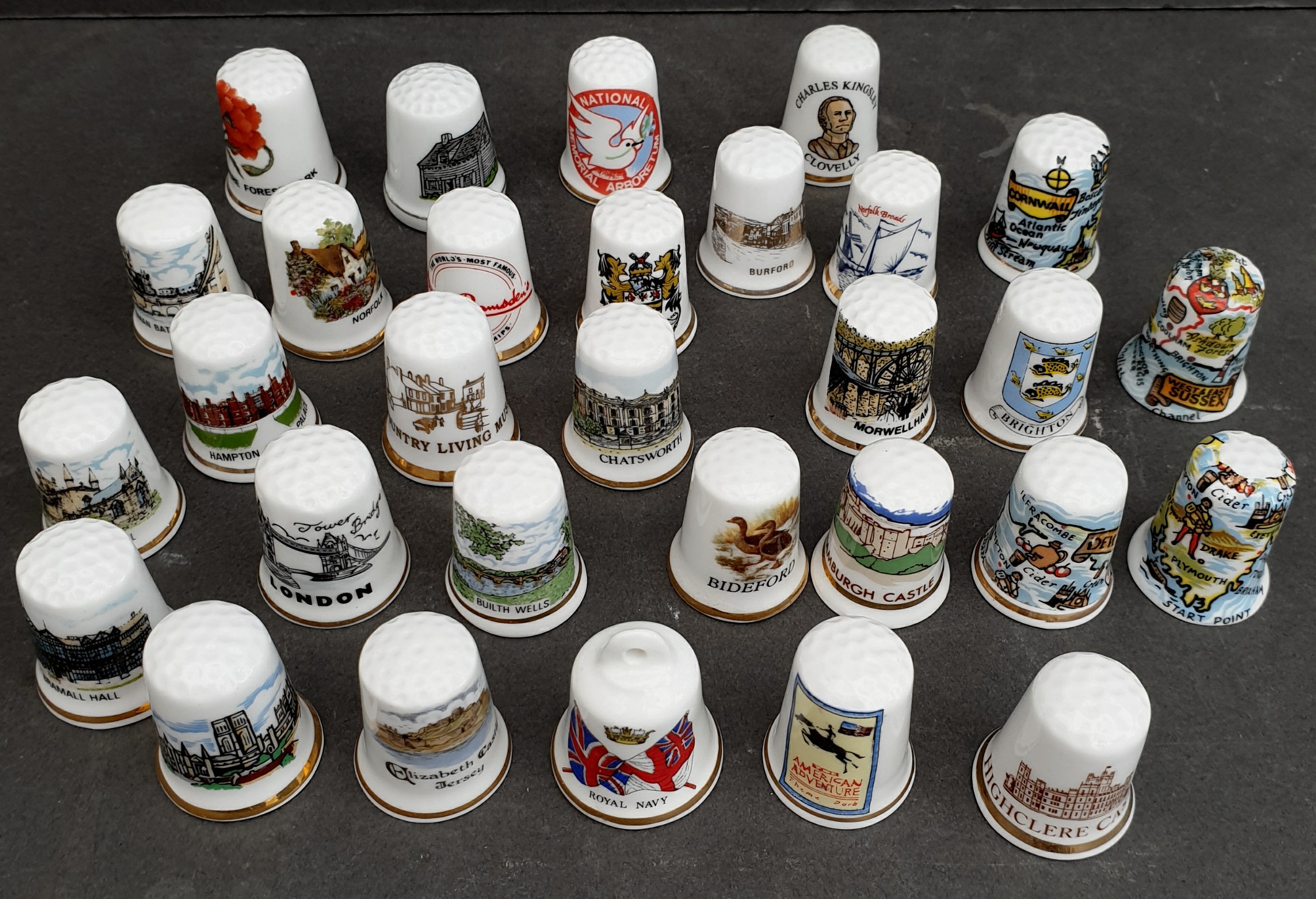 Vintage Collectable Parcel of 30 Assorted Thimbles Various Themes and Locations