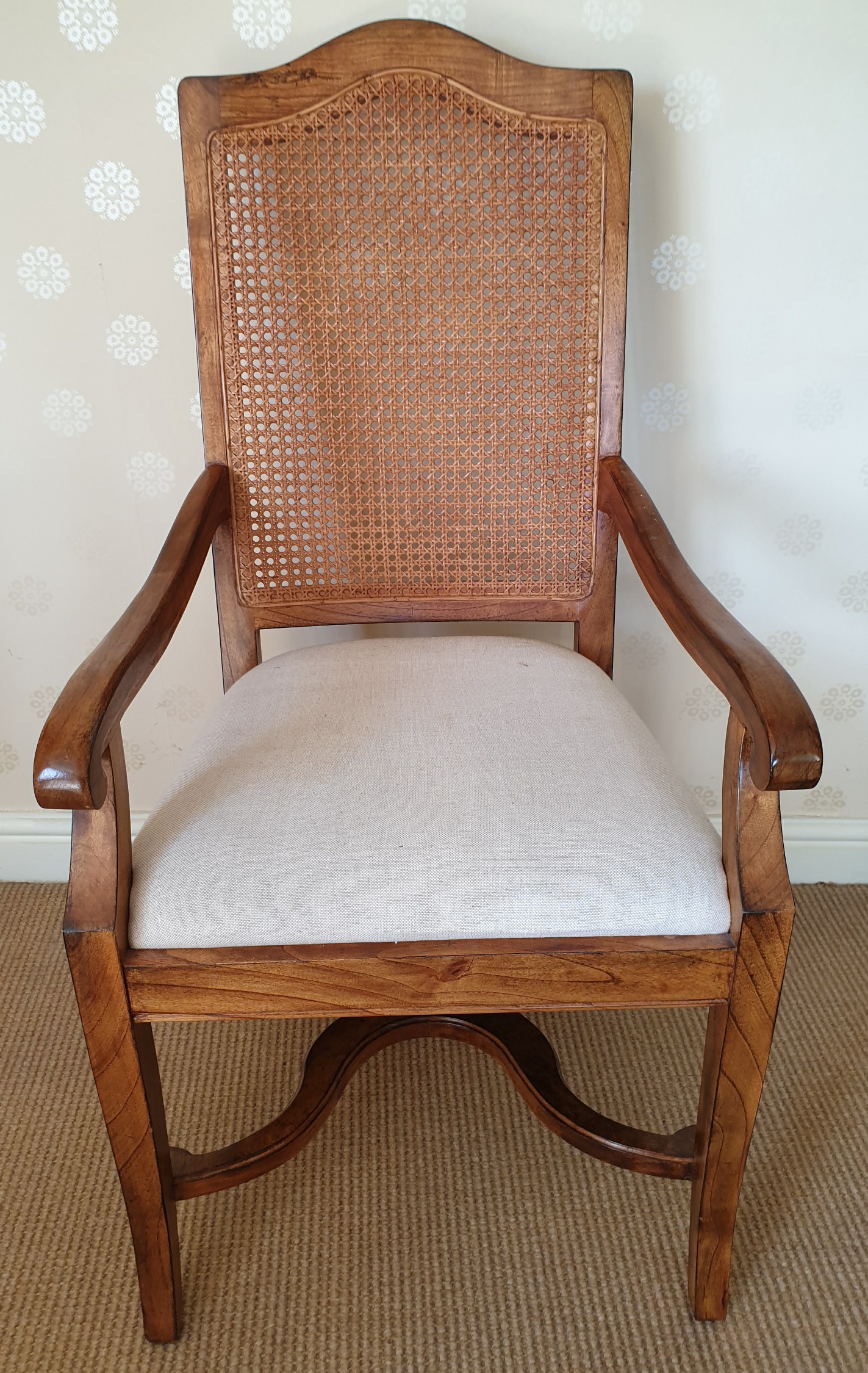 Furniture John Lewis Rattan Backed Arm Chair & A Foot stool .Measures ...