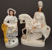 Antique 2 x Staffordshire Flatback Figures Huntsman and 1 other