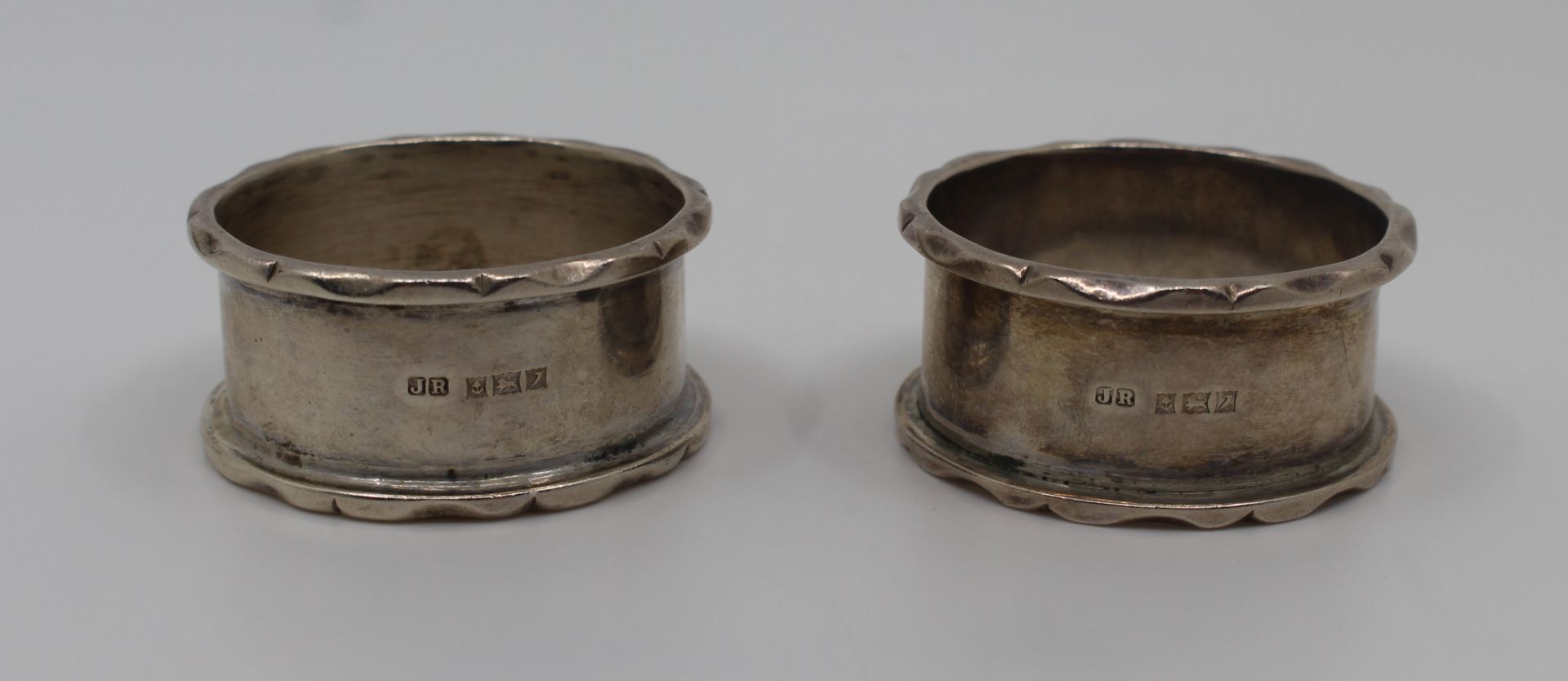 Pair of Mid 20th c. Solid Silver Napkin Rings Birmingham 1958