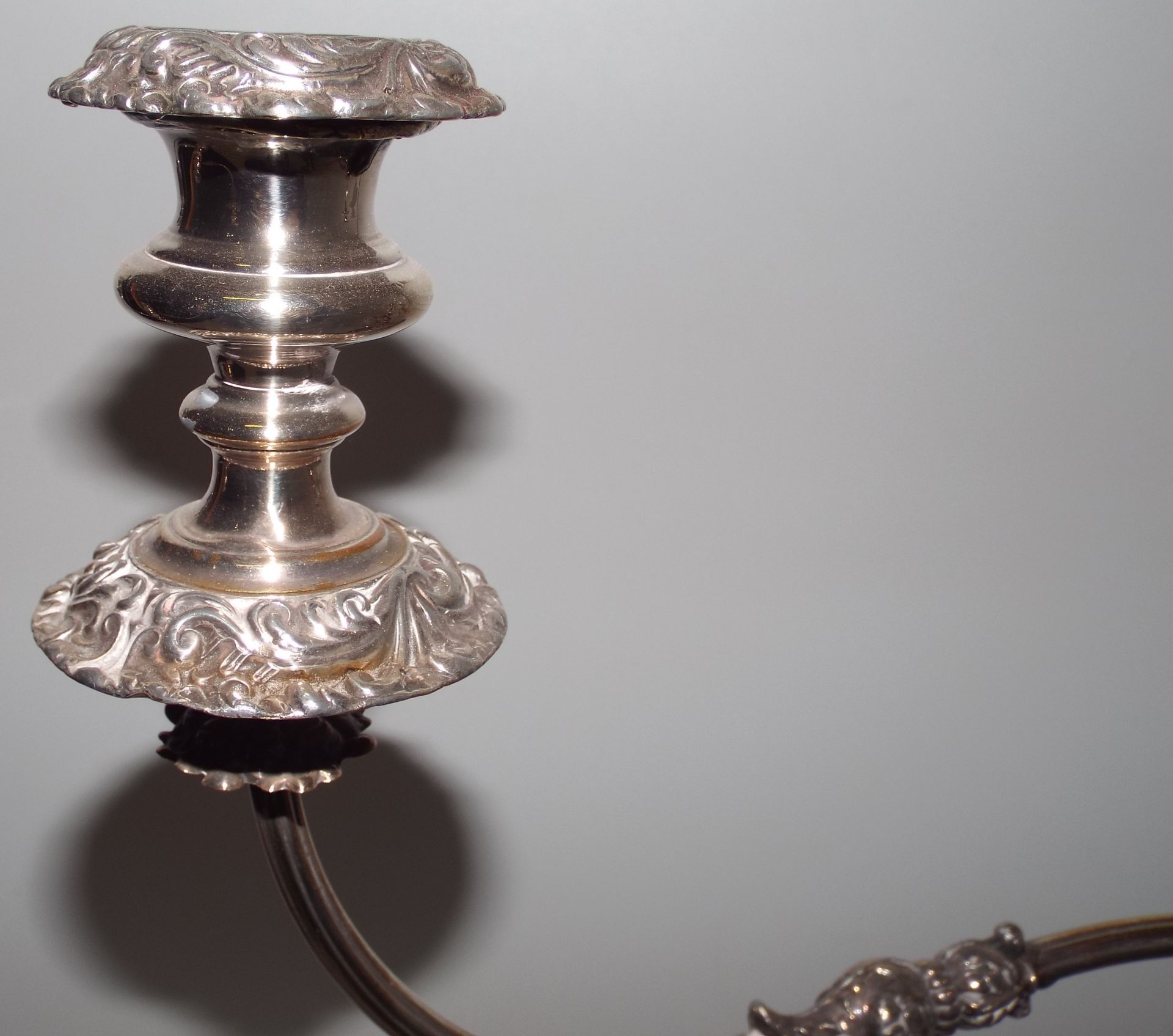 Pair of Antique Late Georgian Sheffield Plate Candelabras - Image 6 of 8