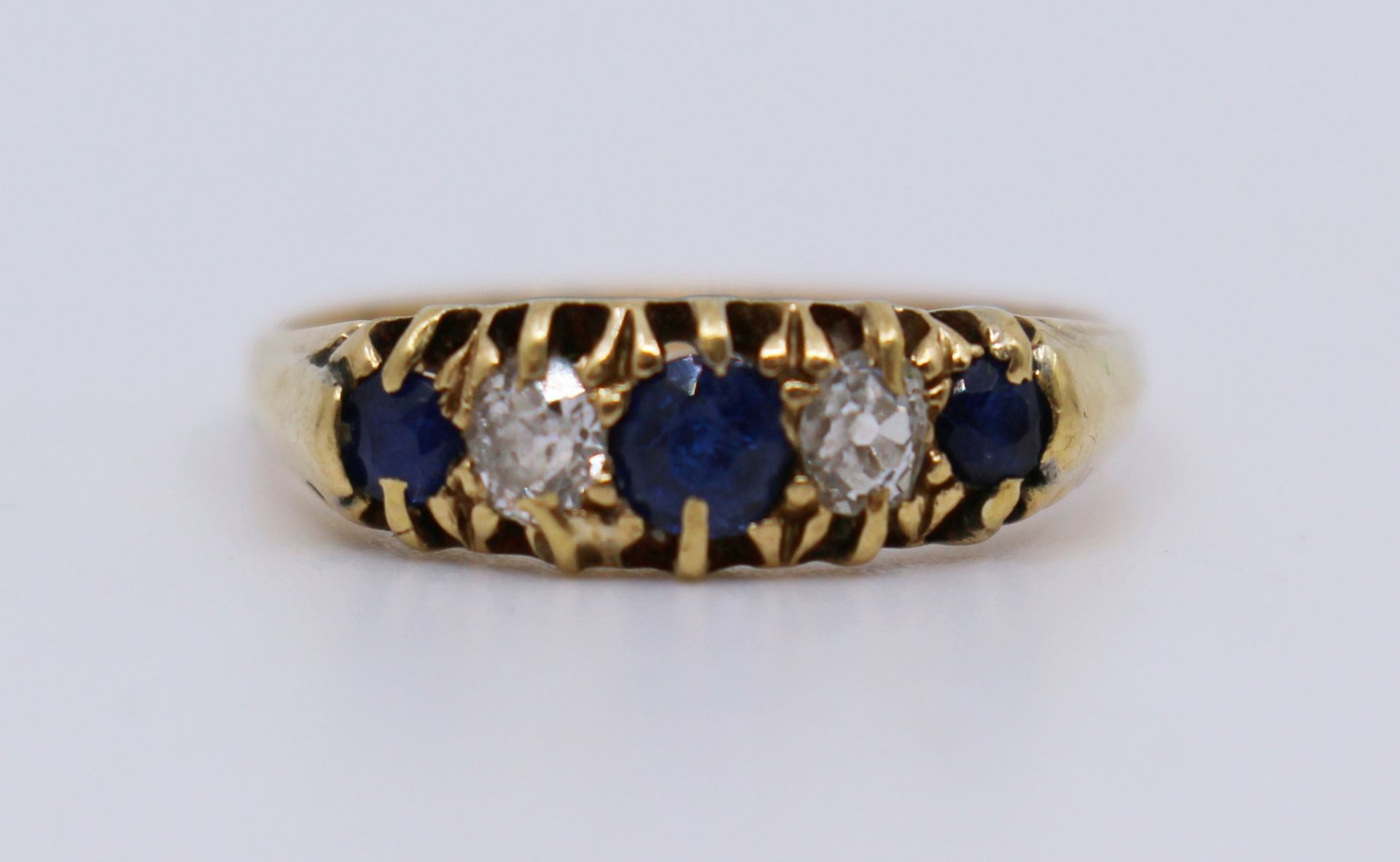 Five Stone Sapphire & Diamond 18ct Gold Ring