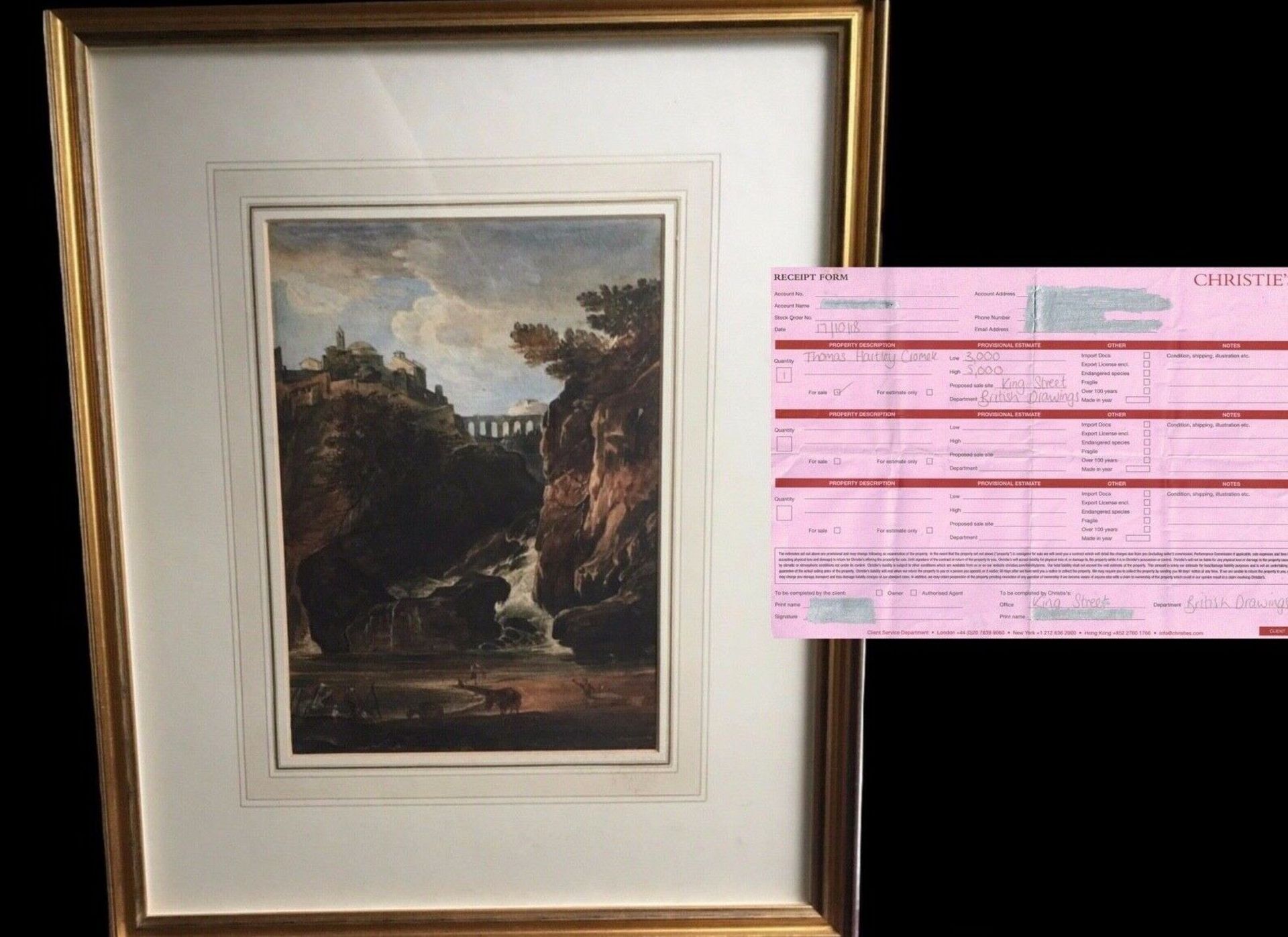 Thomas Hartley Cromek Watercolour + Christie's estimate £3000 - £5000