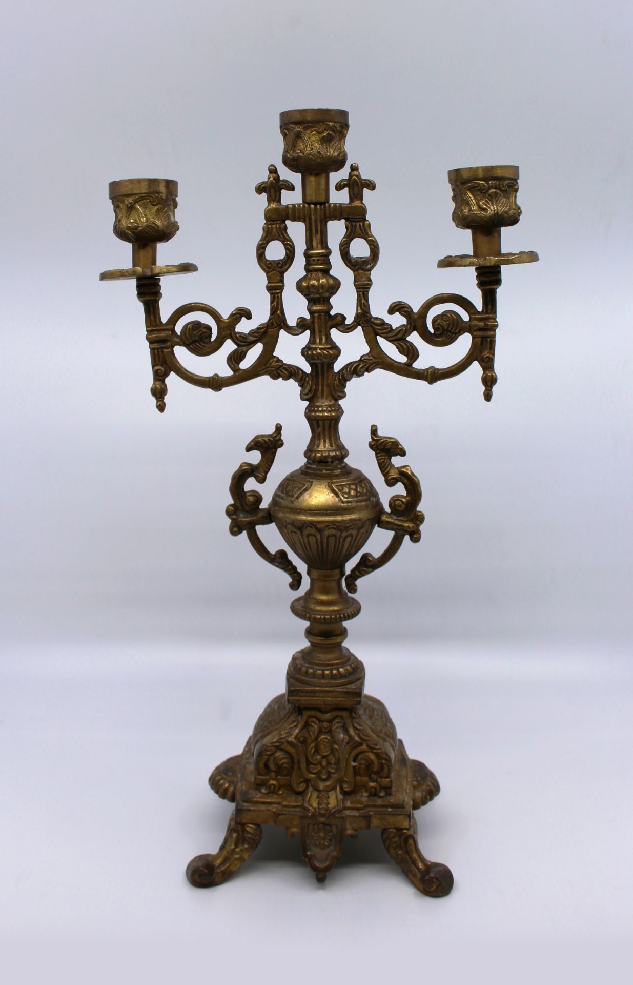 Ornate Solid Brass Candelabra - Image 3 of 4