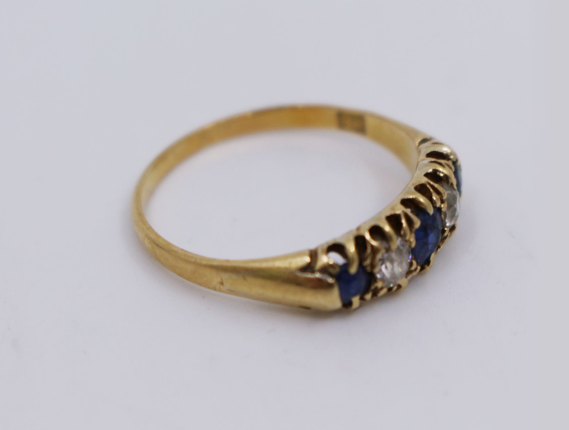 Five Stone Sapphire & Diamond 18ct Gold Ring - Image 3 of 4