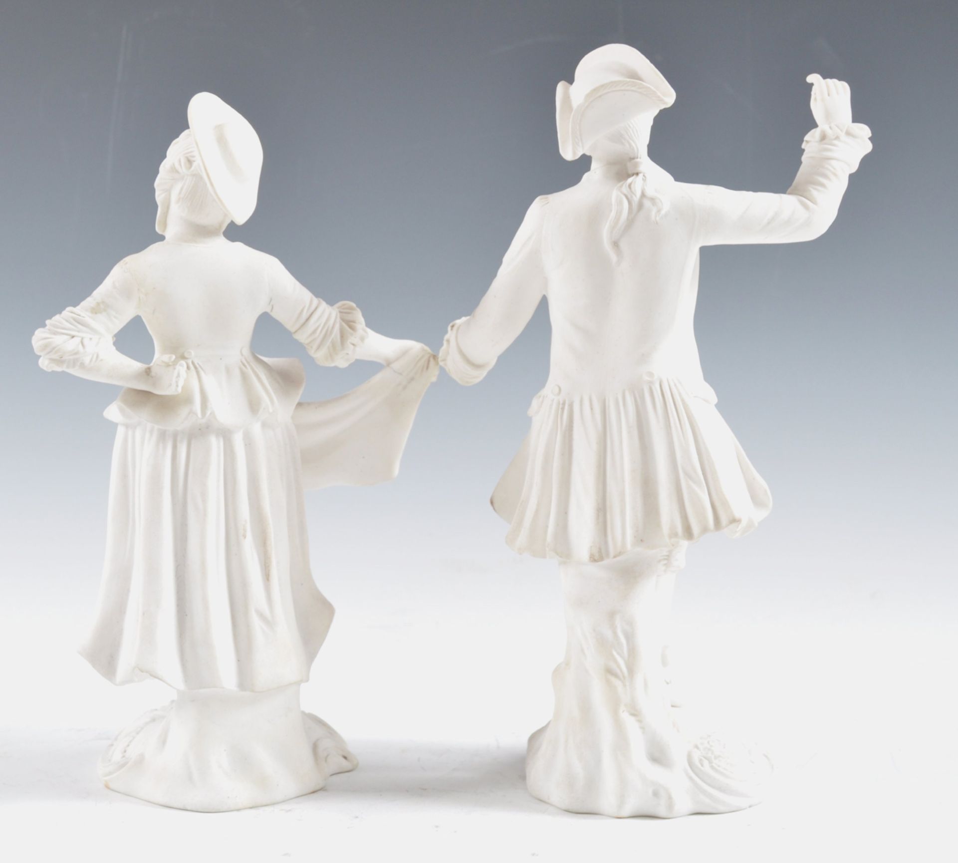 A pair of C18th biscuit figures probably Derby - Image 6 of 7