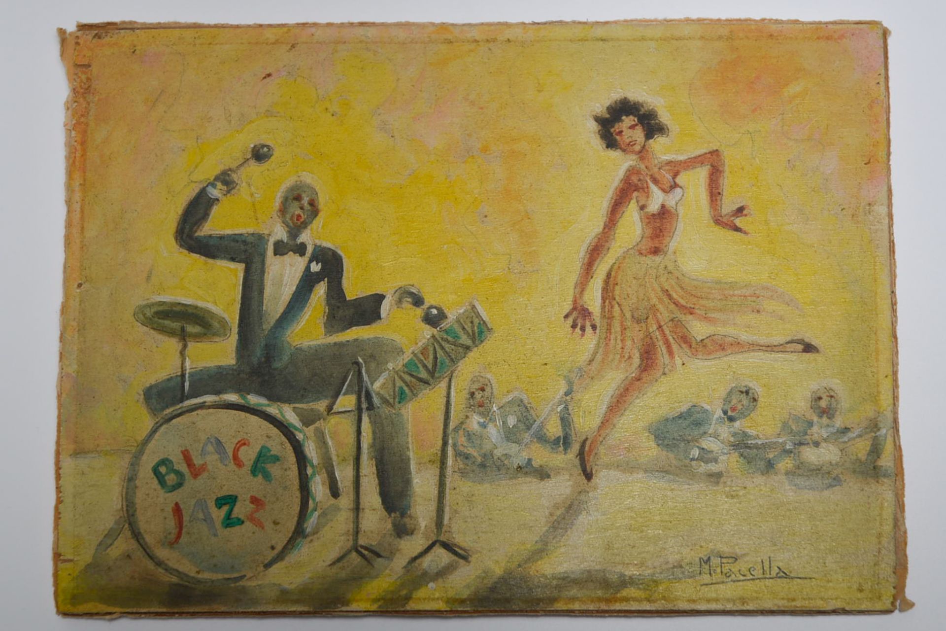 1940'S Water Colour On Board 'Black Jazz'