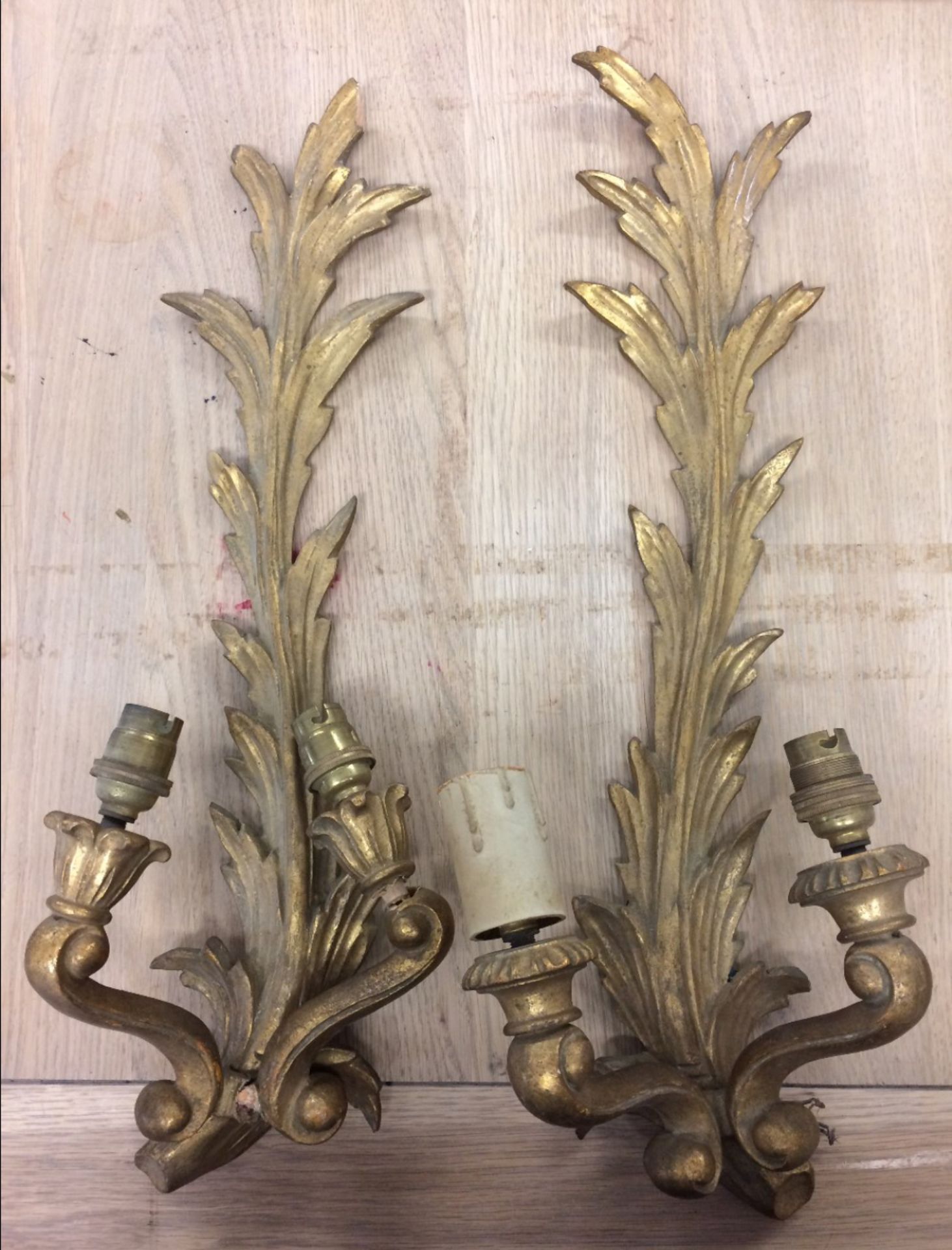 Pair of giltwood wall sconces