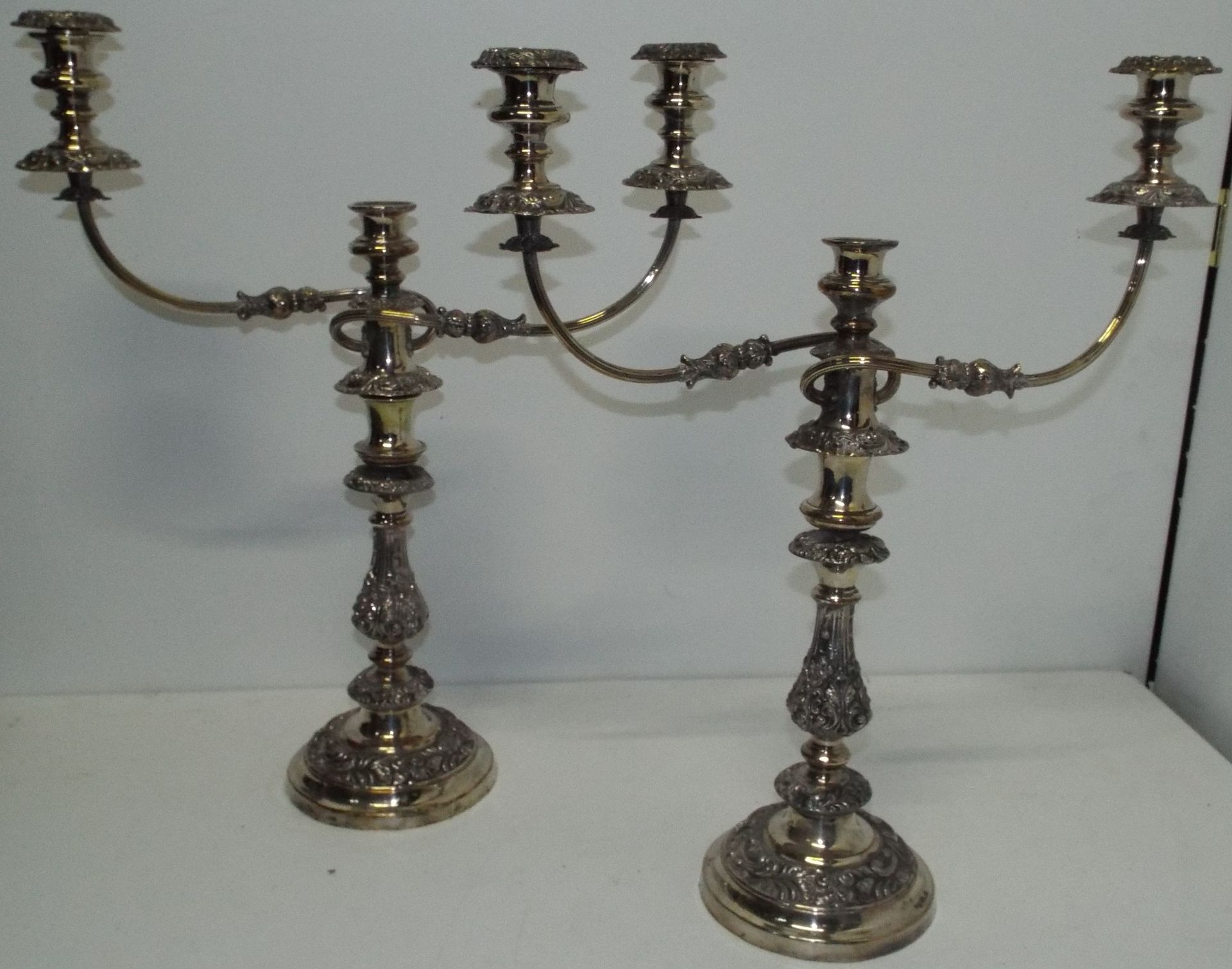 Pair of Antique Late Georgian Sheffield Plate Candelabras