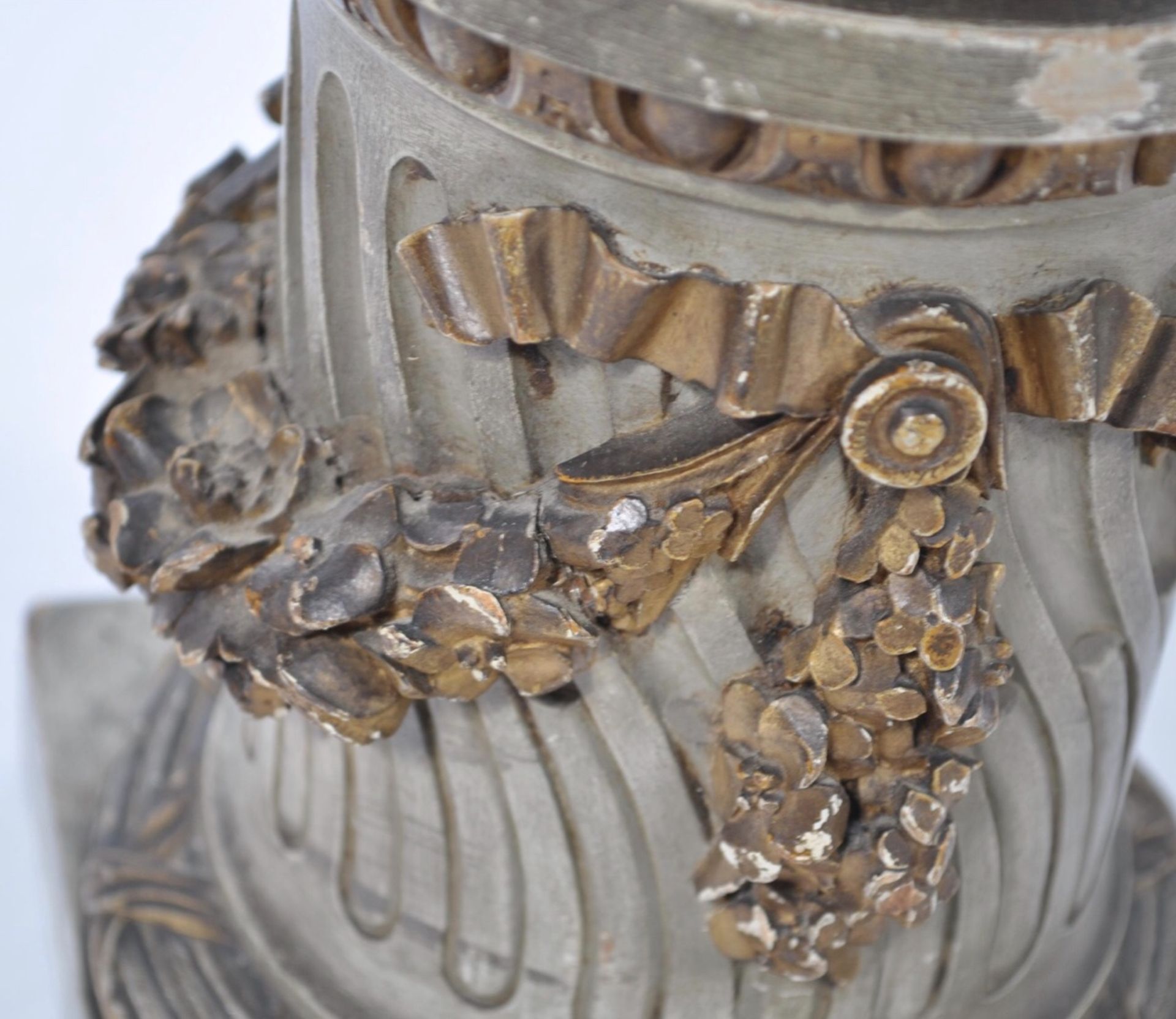 A C19th painted plaster bust on a painted carved wooden plinth - Image 5 of 5