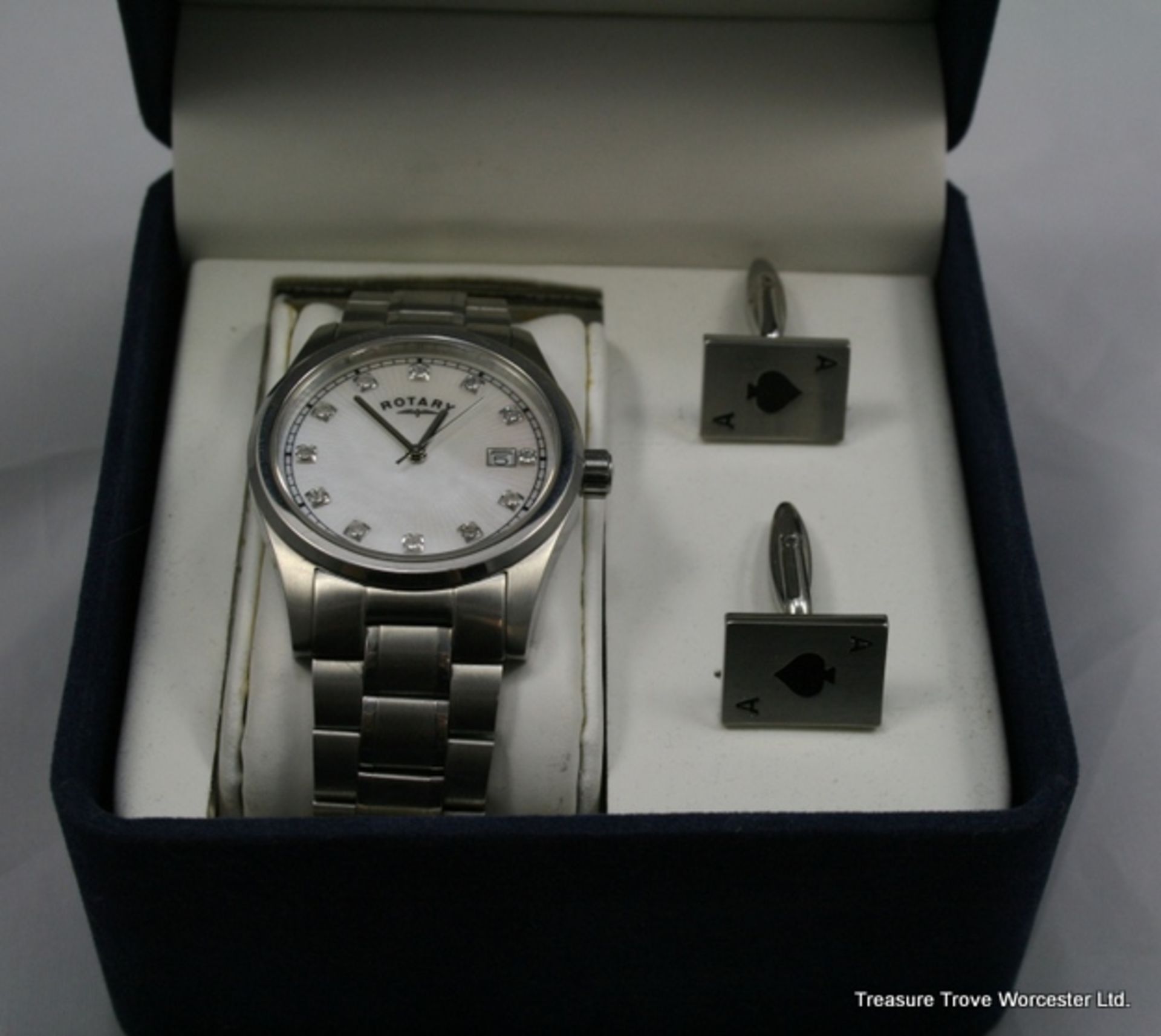 Rotary Stainless Steel Wristwatch & Cufflinks