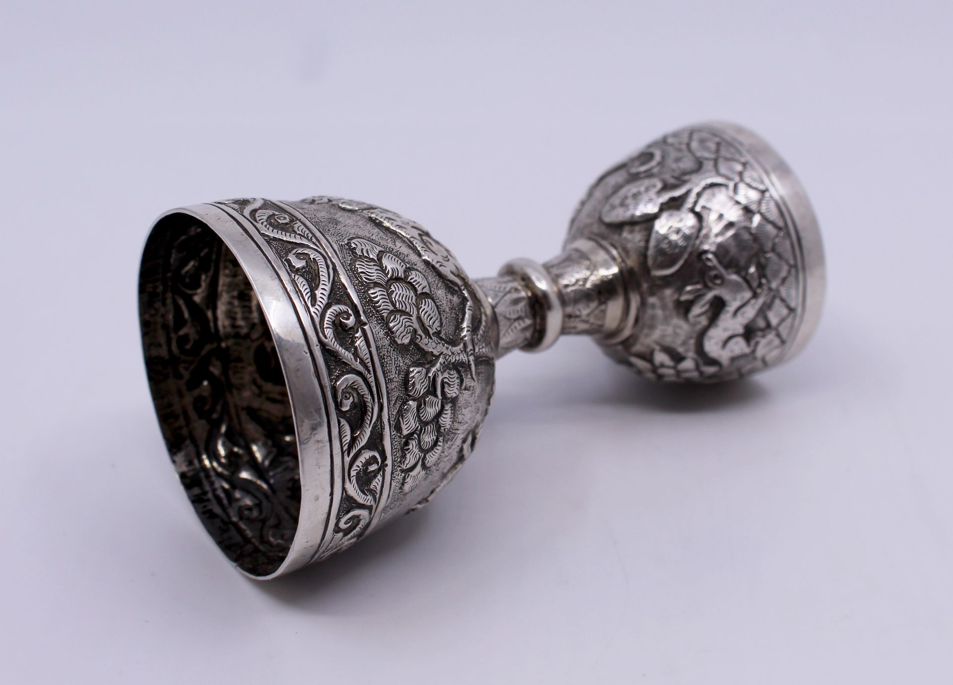 Late 19th c. Indian Silver Double Ended Measuring Cup - Image 3 of 6
