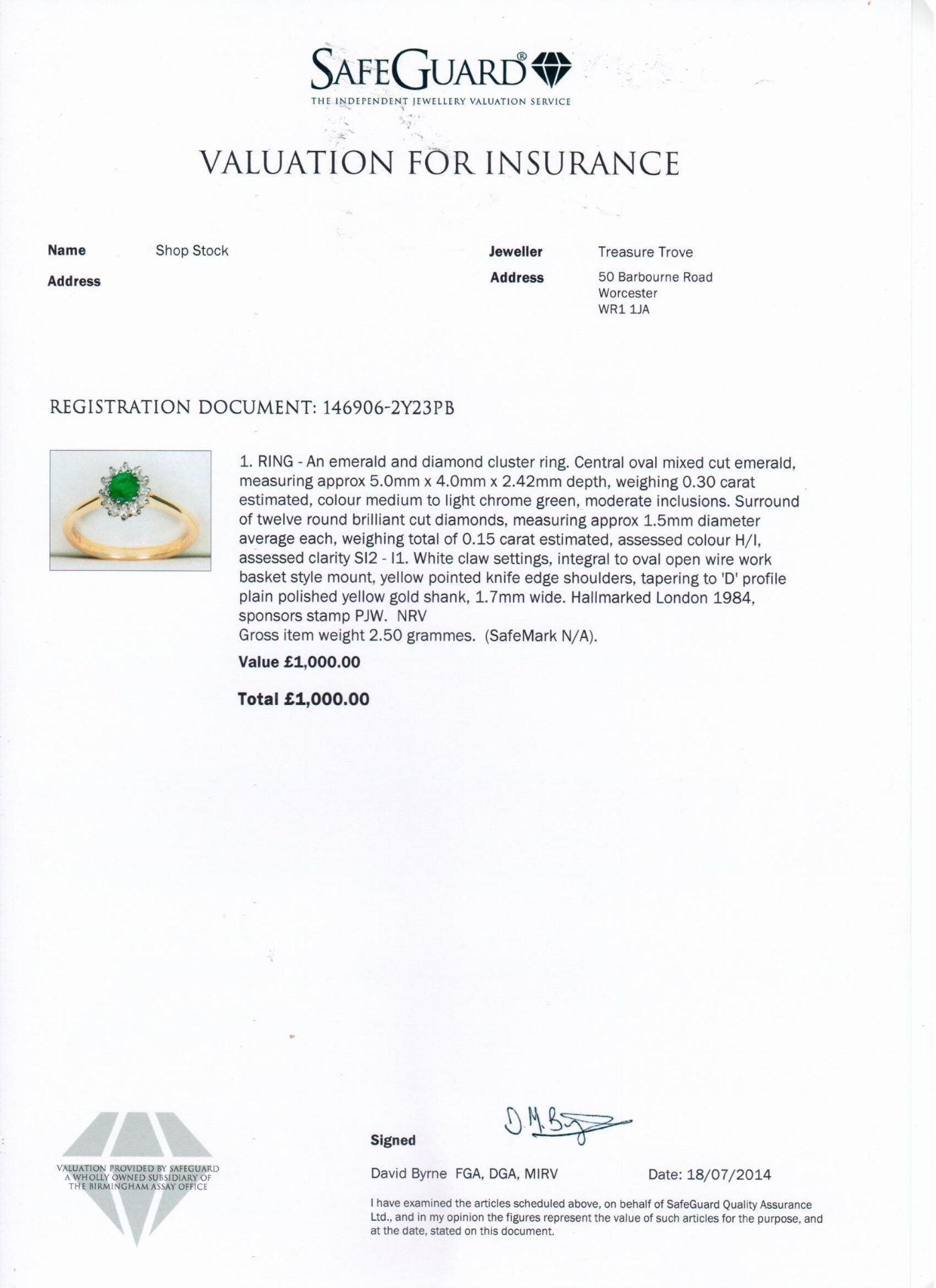 Emerald & Diamond 18ct Gold Cluster Ring - Image 2 of 4