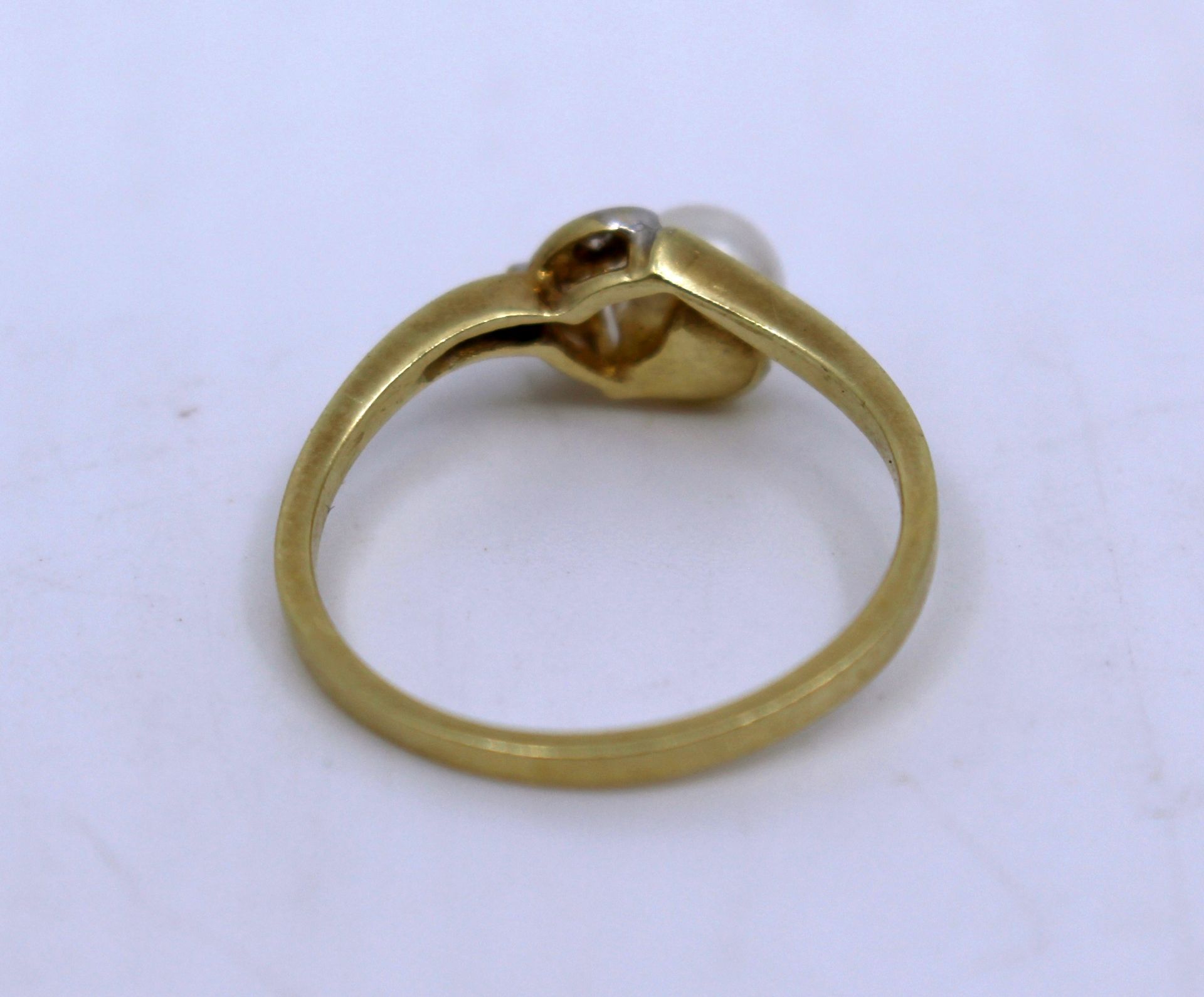 Pearl & Diamond Floral 14ct. Yellow Gold Ring - Image 4 of 4
