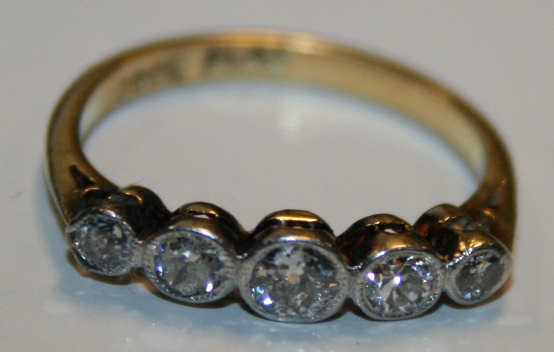 Diamond Five Stone 18ct Yellow Gold & Platinum Ring