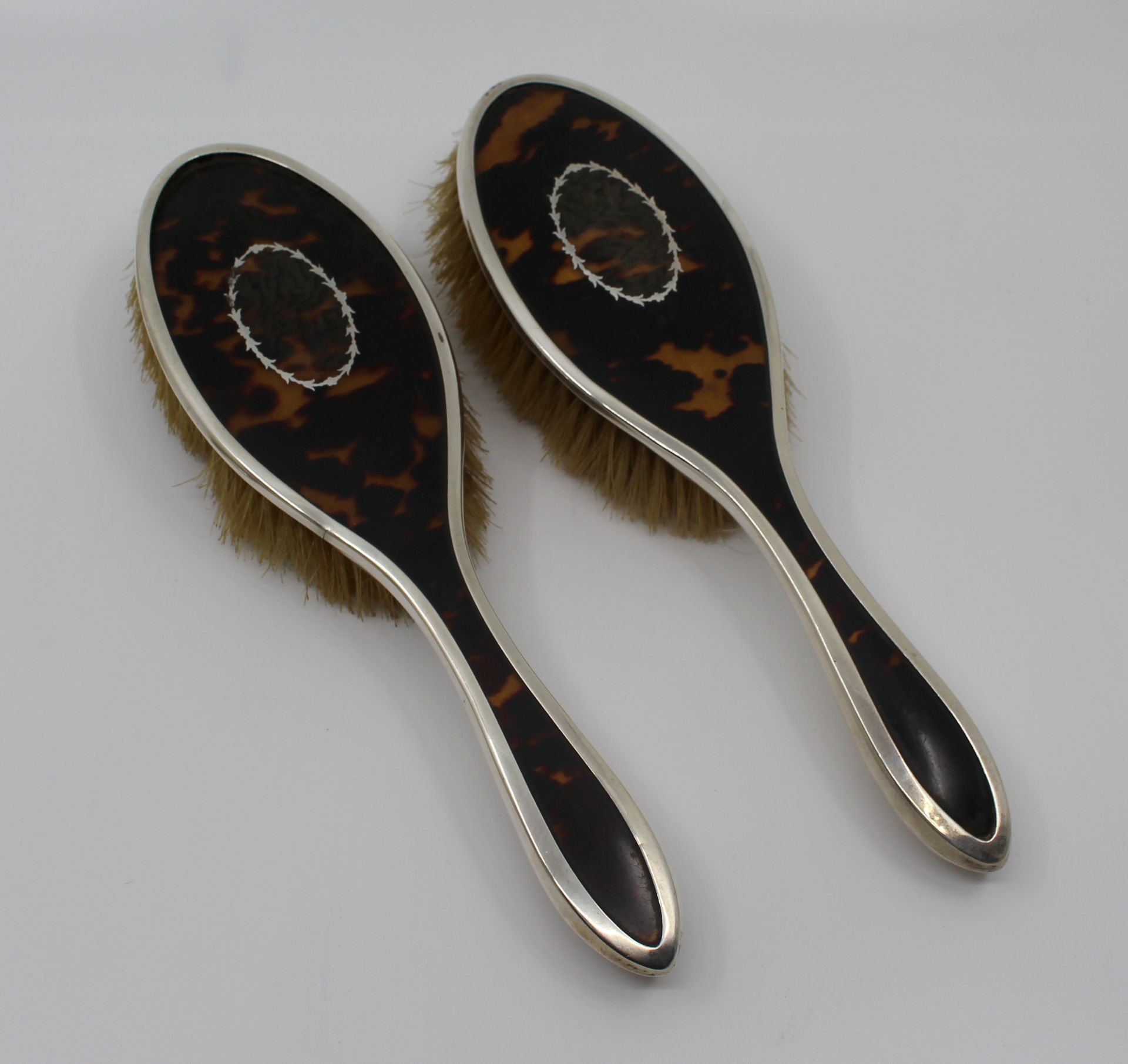 English Five Piece Silver & Tortoiseshell Vanity Brush Set 1923 - Image 2 of 4