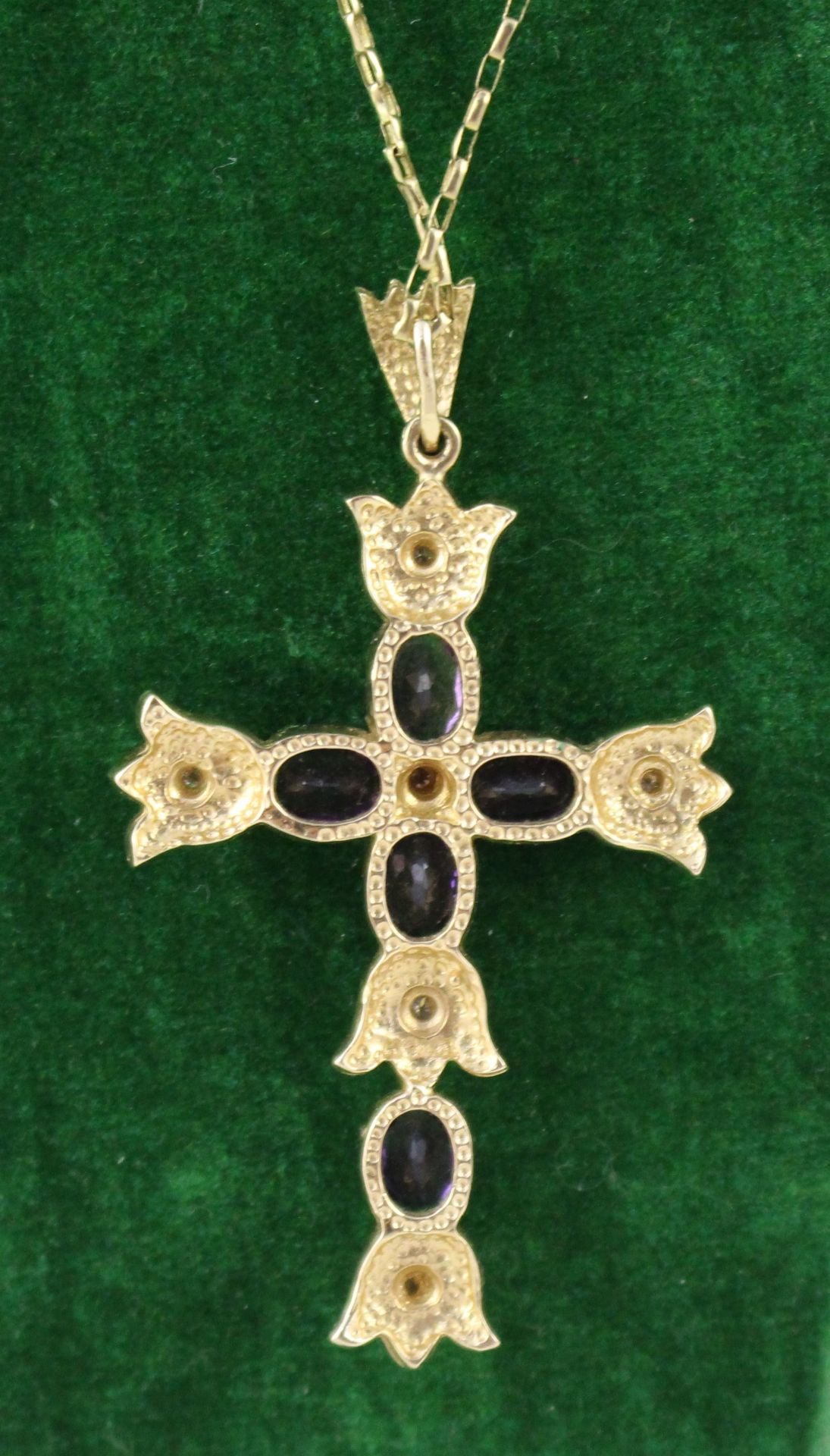 Diamond & Amethyst Gold Cross on Chain - Image 4 of 4