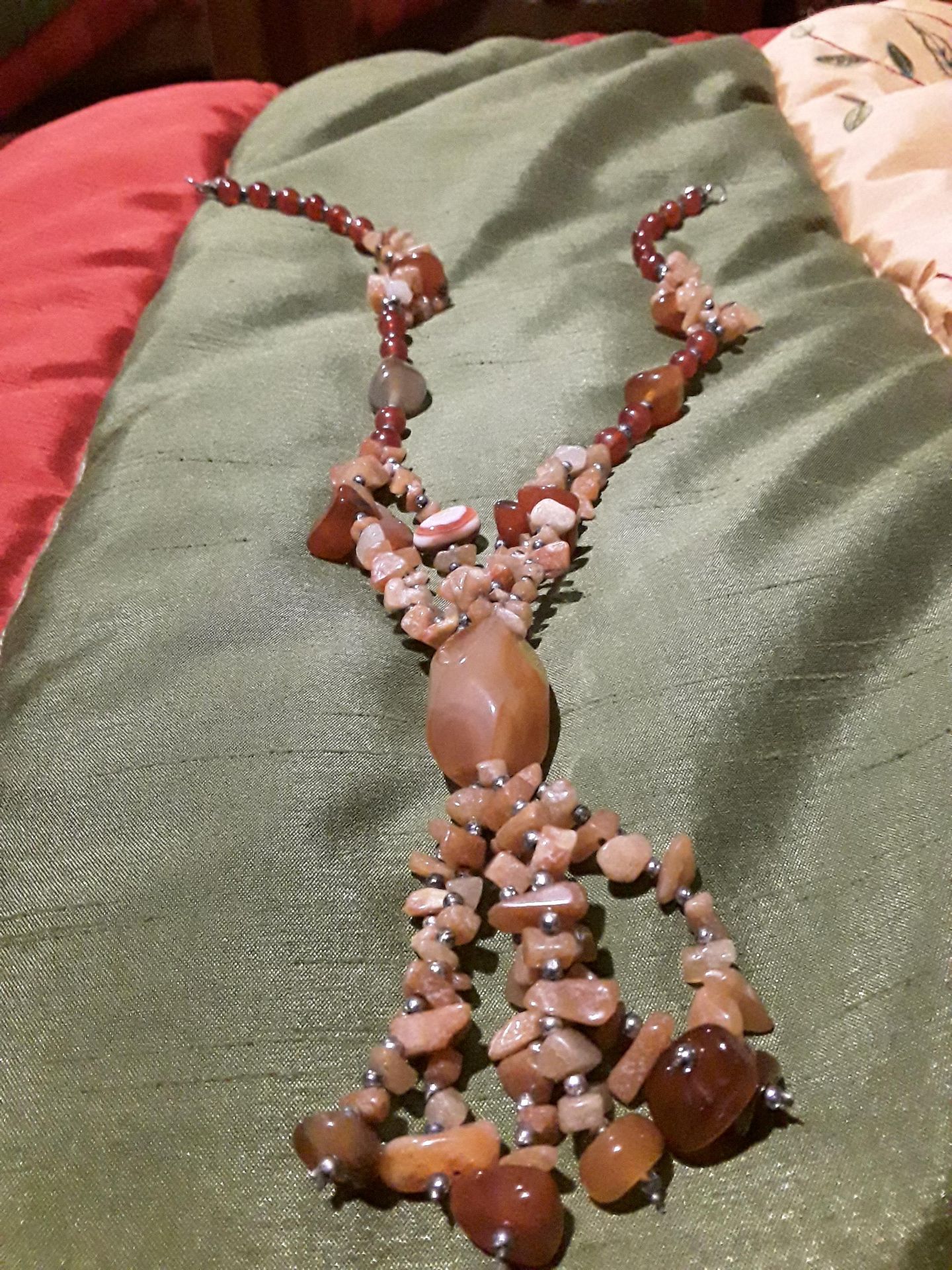 Women necklace, custom jewelry, made with orange stones