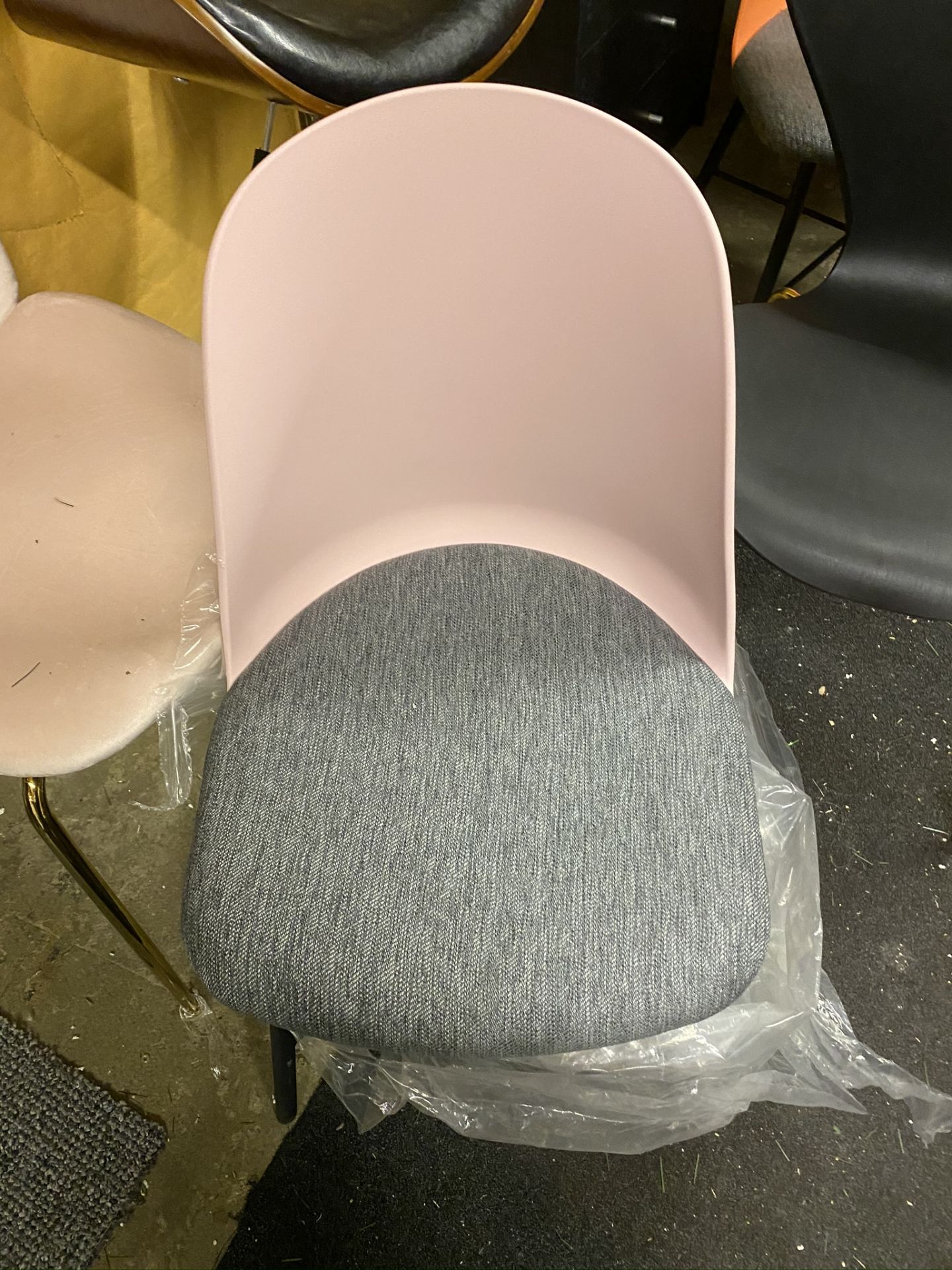 Pink with Grey Cushioned seat Dining/Office Chair