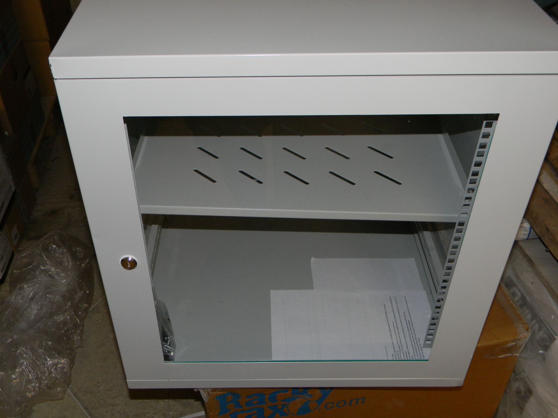 Mix of 19" Wall Mounted 12U Steel Cabinet 550x550x590mm (WxDxH) & Case/fittings - Image 2 of 3