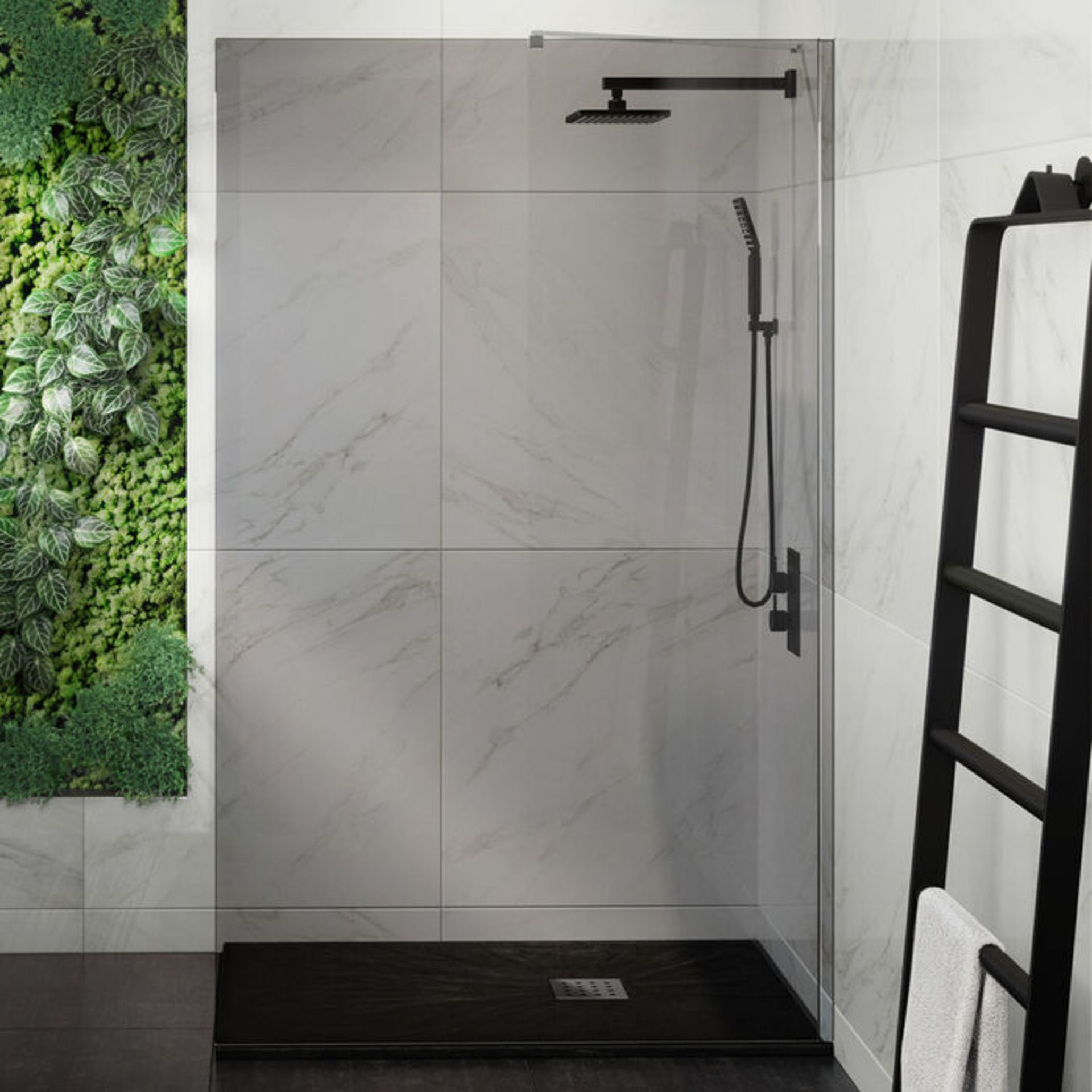 (Z37) 1200mm - 8mm Designer EasyClean Smoked Glass Wetroom Panel. RRP £499.99. Stylish smoked ... - Image 3 of 4