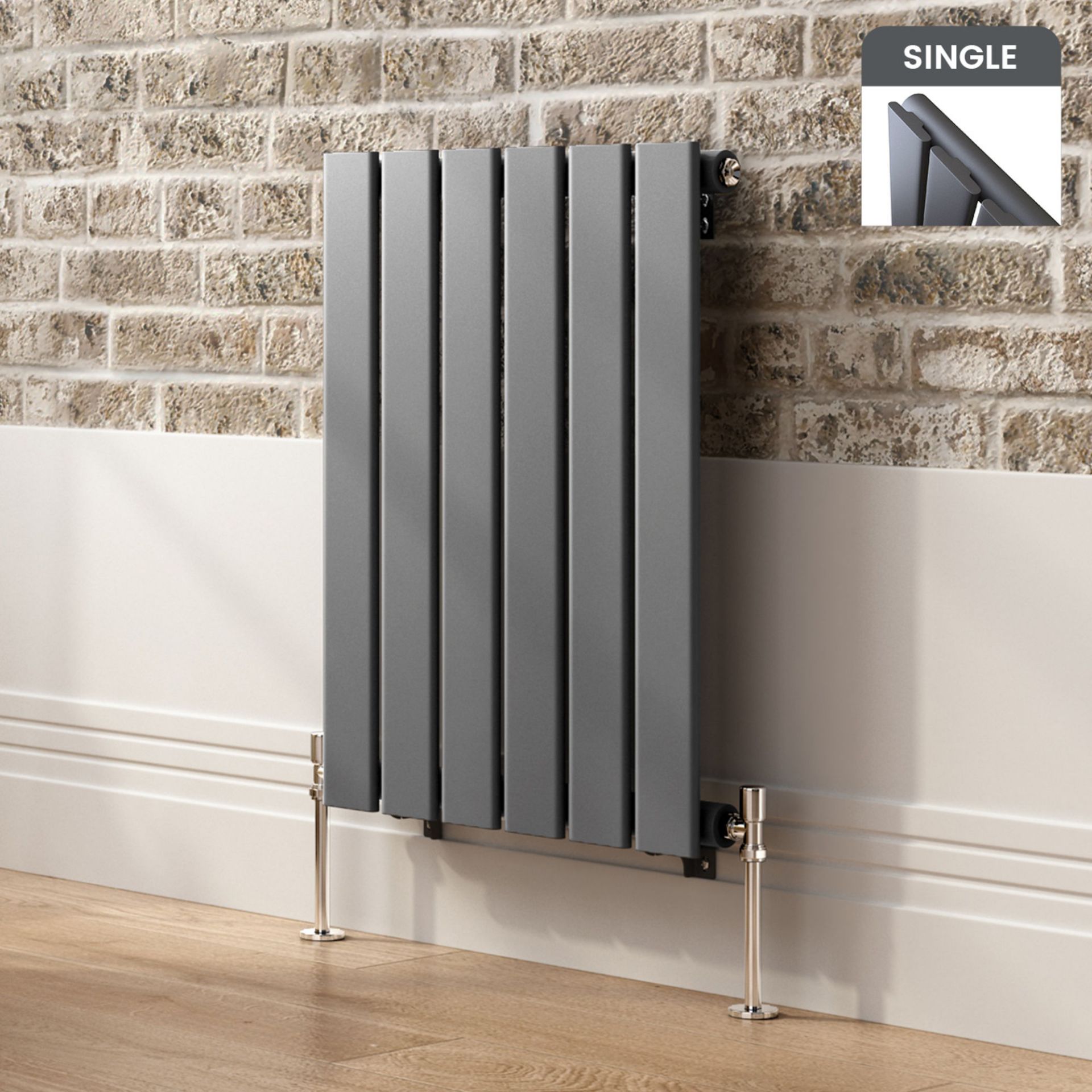 (Z17) 600x456mm Anthracite Single Flat Panel Horizontal Radiator. RRP £224.99. This stylised...